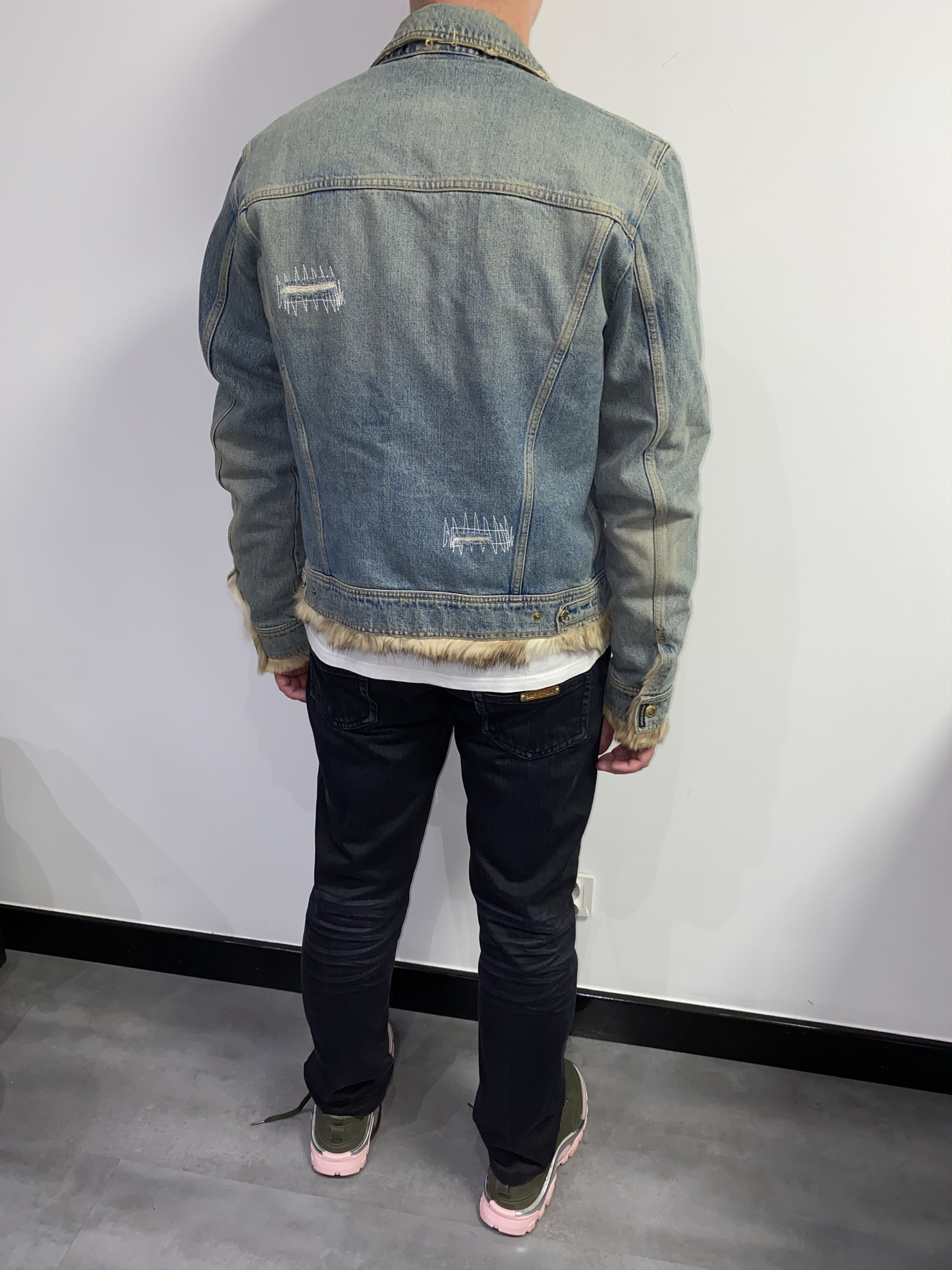 Dolce & Gabbana Dolce & Gabbana Distressed Viscacha Fur Denim Jacket Size US L / EU 52-54 / 3 - 10 Thumbnail