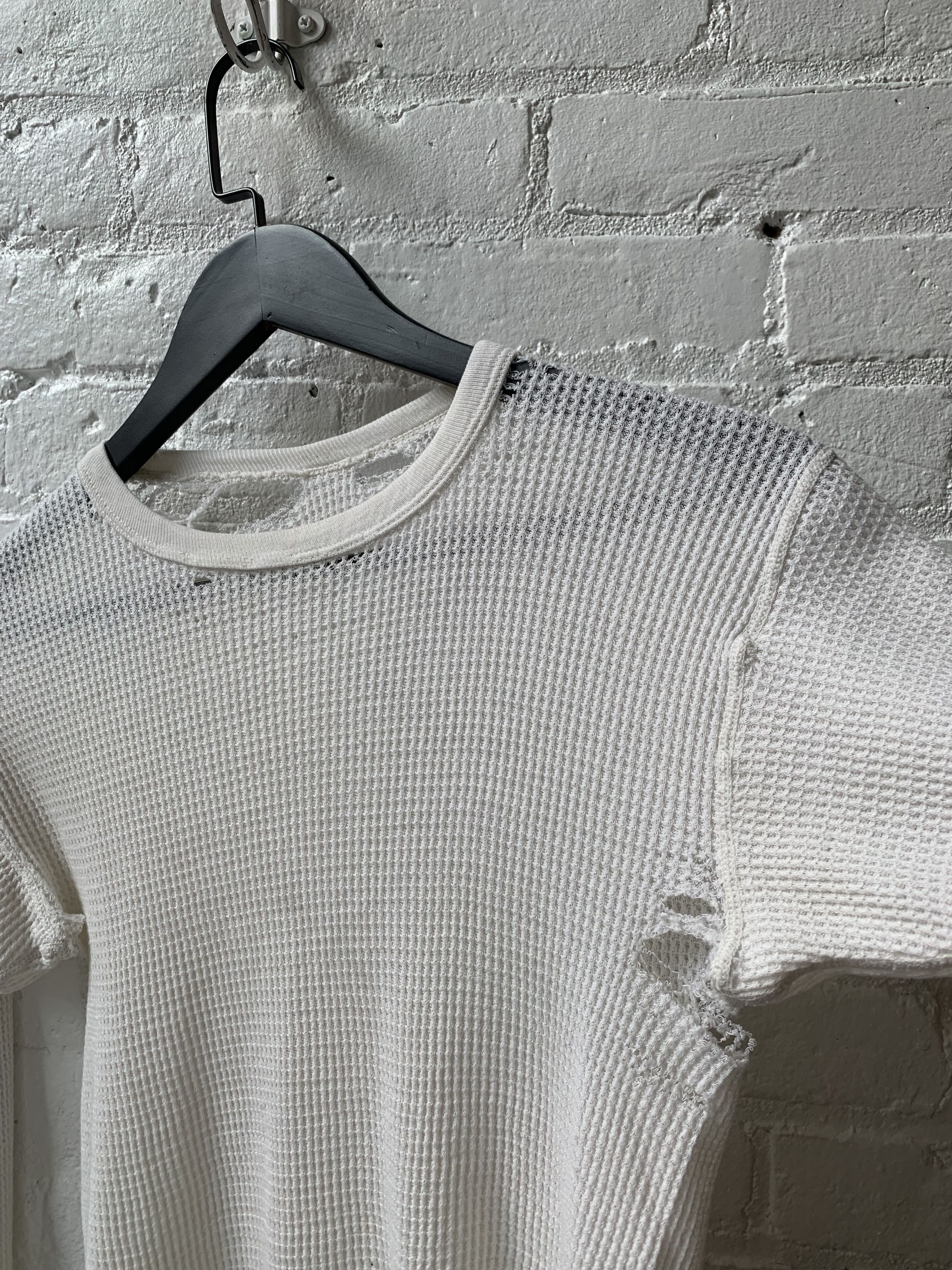 Vintage Vintage Thrashed white thermal crewneck Size US M / EU 48-50 / 2 - 2 Thumbnail