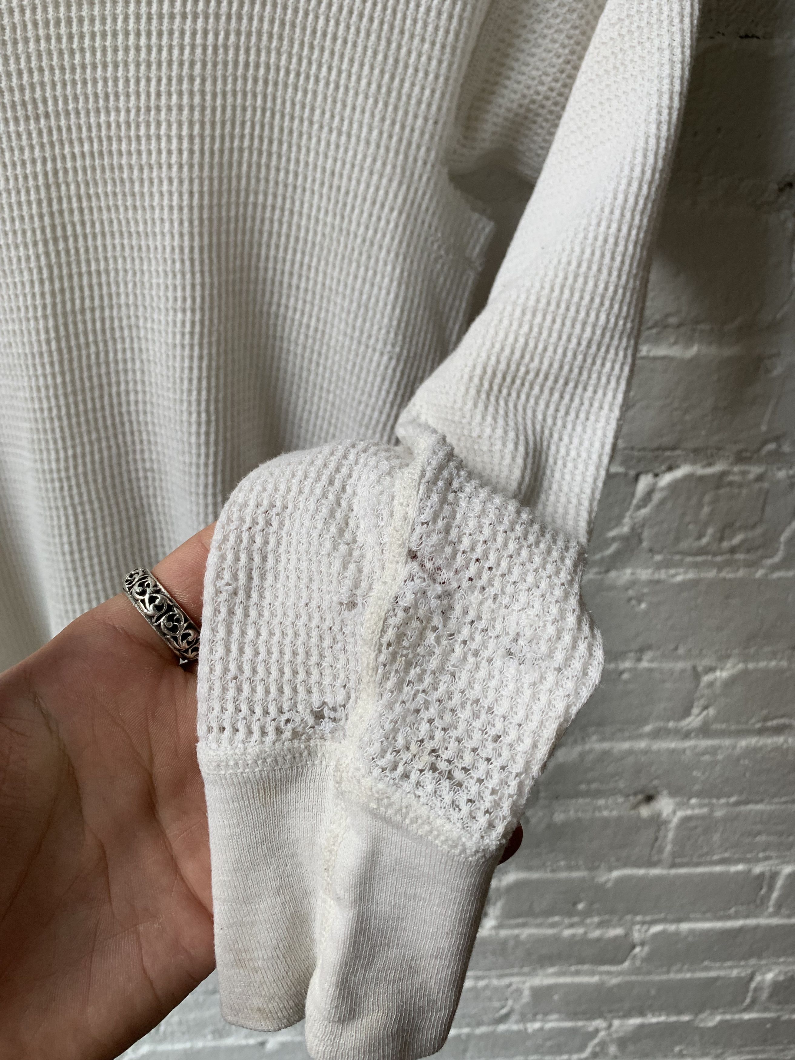Vintage Vintage Thrashed white thermal crewneck Size US M / EU 48-50 / 2 - 3 Thumbnail