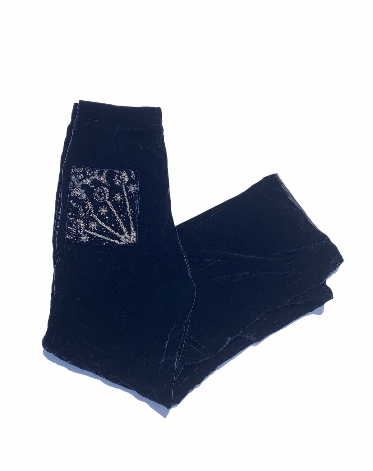 Dior Runway FW17 Navy Velvet Embroidered Cropped Pants 34