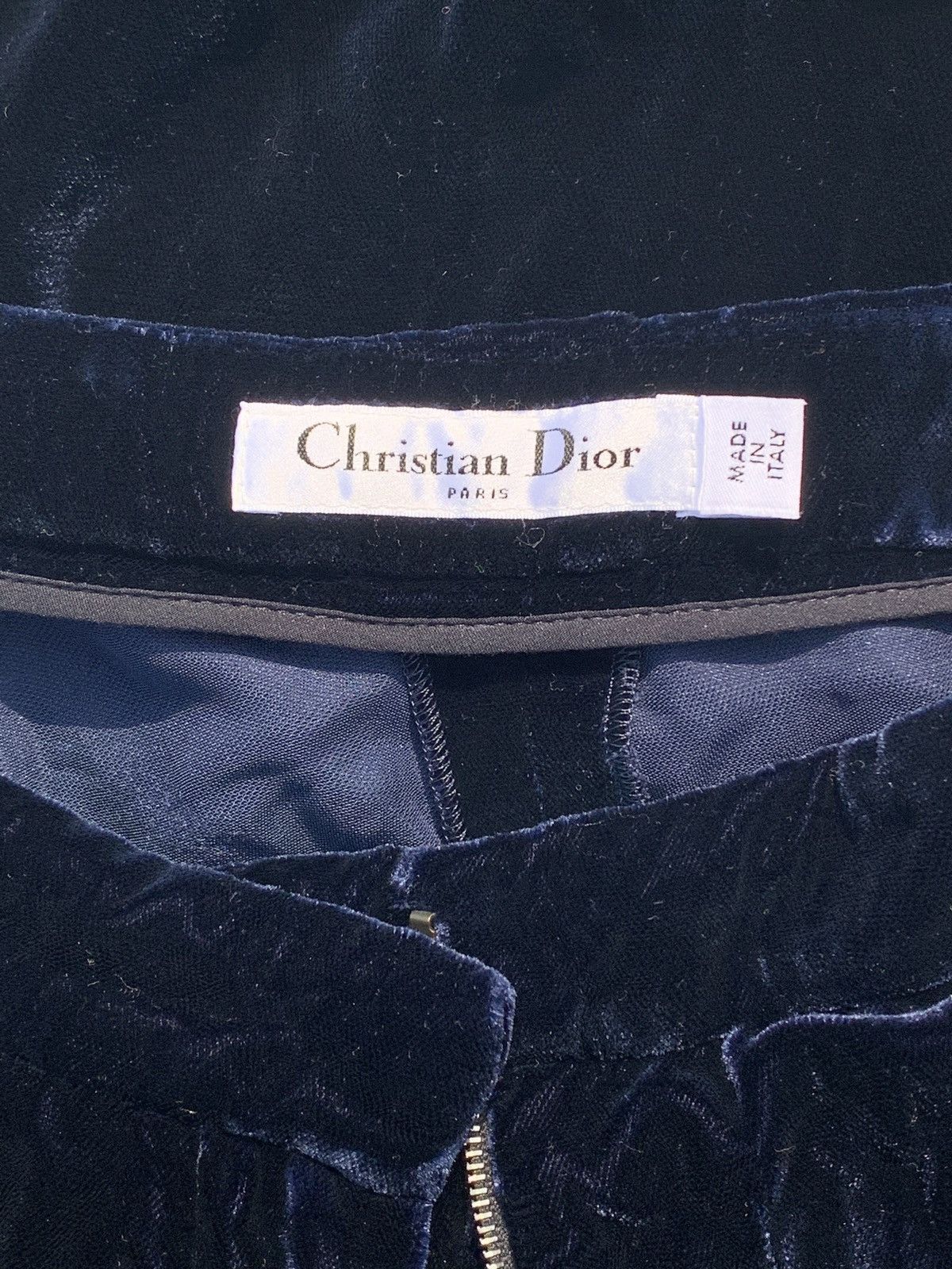 Dior Runway FW17 Navy Velvet Embroidered Cropped Pants 34
