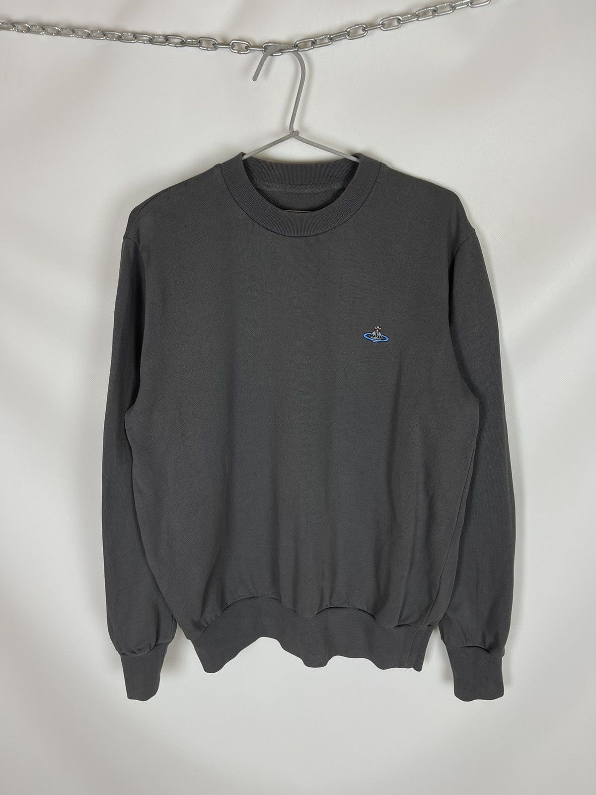 image of Vivienne Westwood Grey Small Embroidered Logo Sweatshirt, Men's (Size Large)