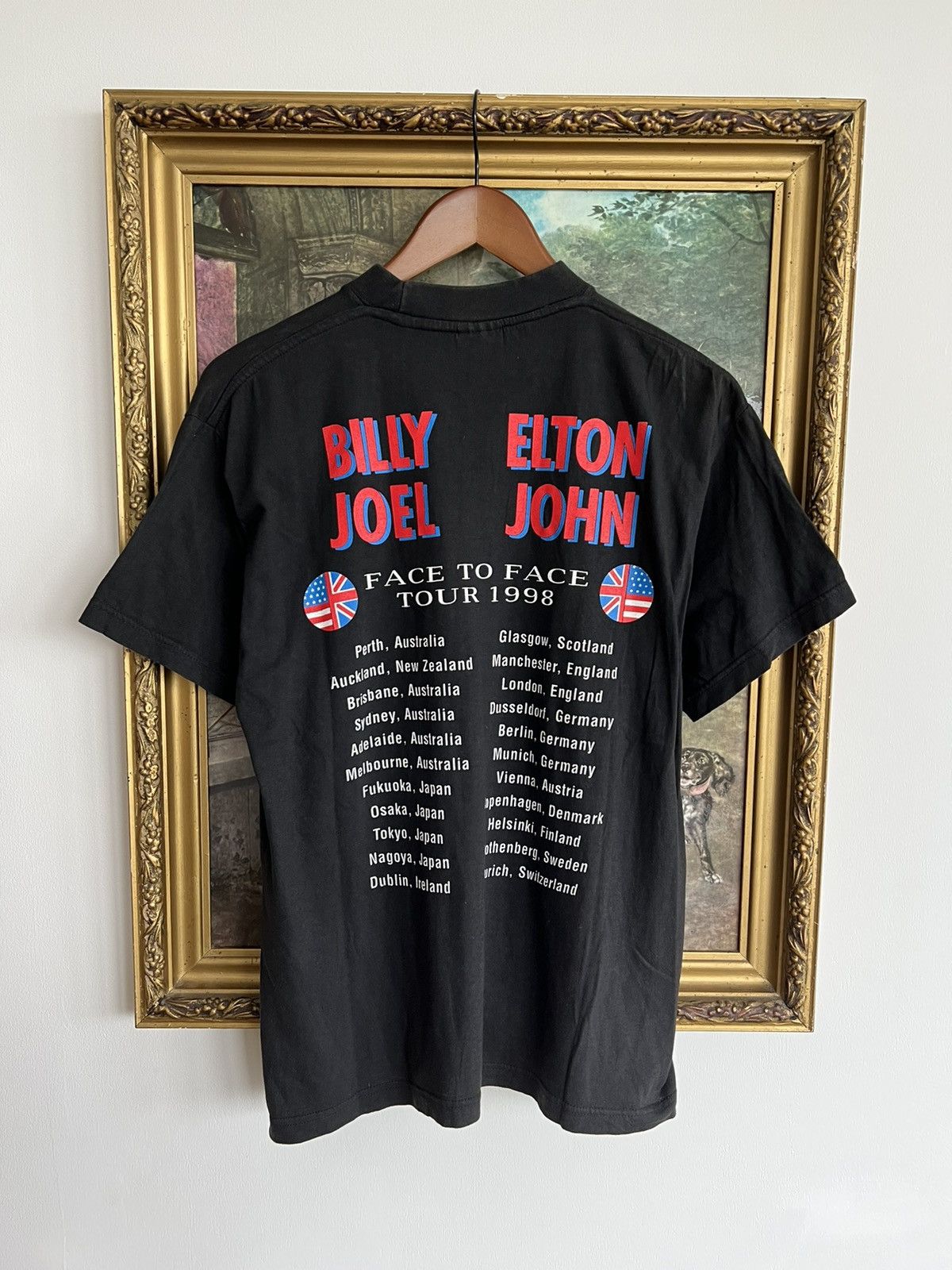 Band Tees Vintage 1998 Elton John Billy Joel Face to Face Black Tee Size US M / EU 48-50 / 2 - 2 Thumbnail