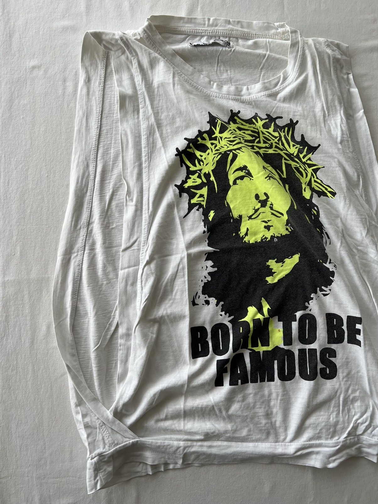 Band Tees Vintage 2000s Jesus Born To Be Famous Religion Tank Top Tee Size US M / EU 48-50 / 2 - 8 Thumbnail