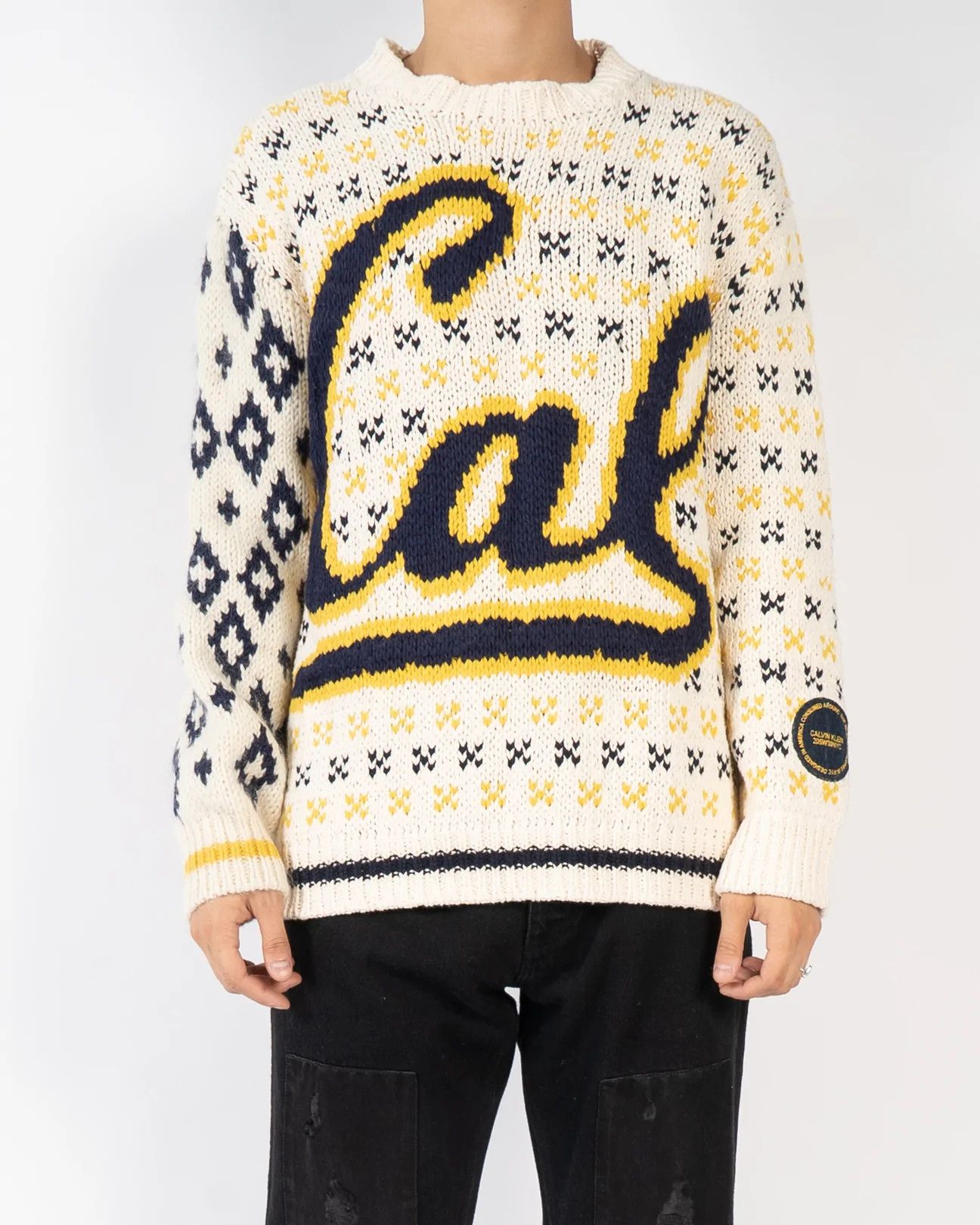 image of Calvin Klein 205W39Nyc x Raf Simons Ss19 University Of California Knit in White, Men's (Size Medium