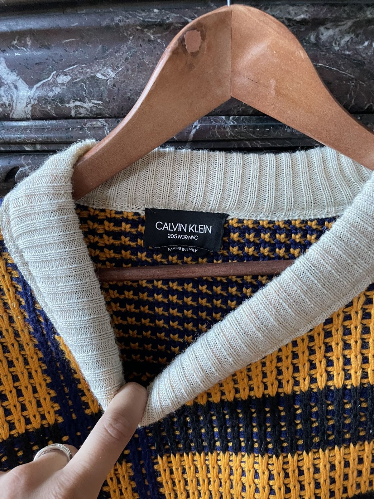 Calvin Klein 205W39NYC × Raf Simons Orange Asymmetric Cable Knit Size US L / EU 52-54 / 3 - 4 Thumbnail