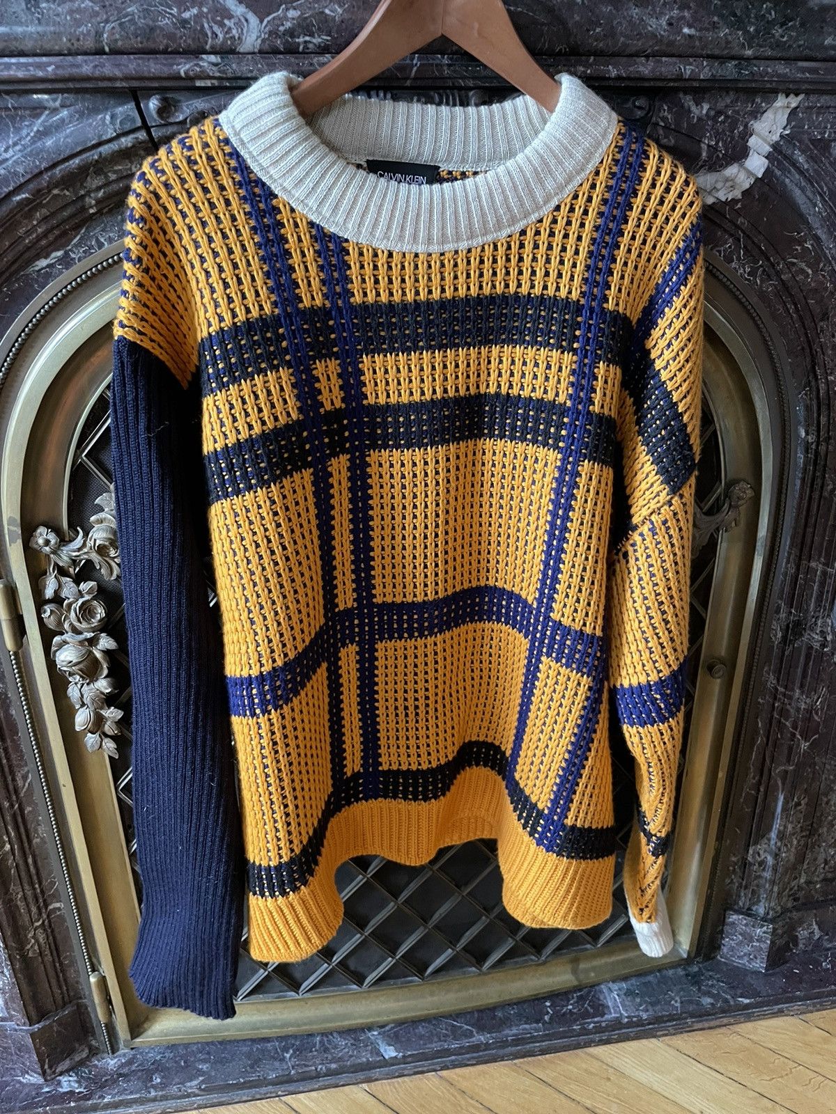 Calvin Klein 205W39NYC × Raf Simons Orange Asymmetric Cable Knit Size US L / EU 52-54 / 3 - 3 Thumbnail