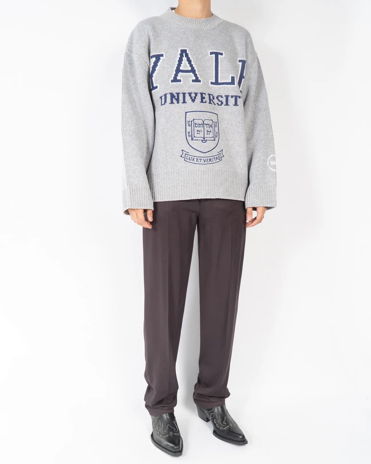Calvin Klein 205W39NYC × Raf Simons SS19 Oversized Grey Yale Sweater Size US XS / EU 42 / 0 - 6 Thumbnail