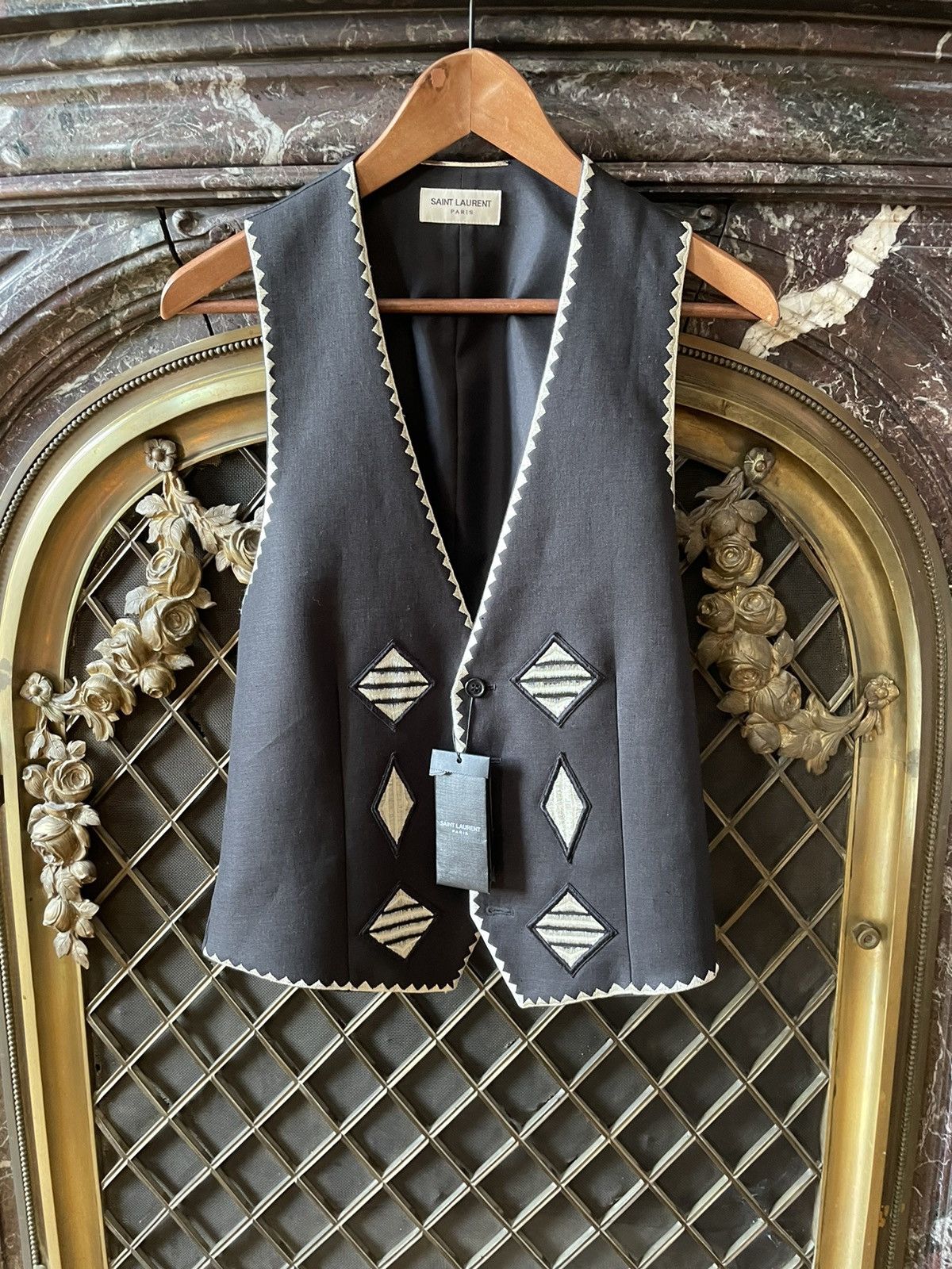 Saint Laurent Paris SS19 Mexican Silk Embroidered Vest Size 46R - 1 Thumbnail