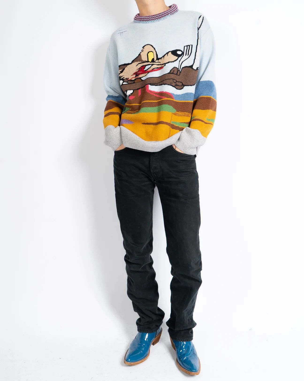 Calvin Klein 205W39NYC × Raf Simons Coyote Distressed Looney Tunes Knit Size US XS / EU 42 / 0 - 5 Thumbnail