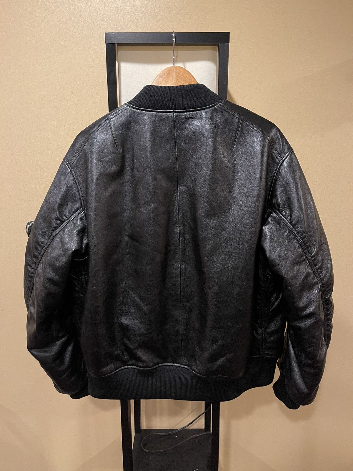 Prada Prada x Raf Simmons Nappa Bomber Leather Billiard Black FW21 Size US L / EU 52-54 / 3 - 3 Thumbnail