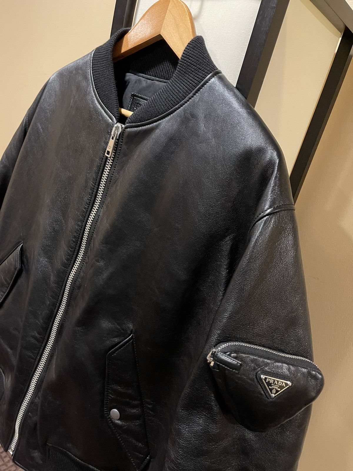 Prada Prada x Raf Simmons Nappa Bomber Leather Billiard Black FW21 Size US L / EU 52-54 / 3 - 4 Thumbnail