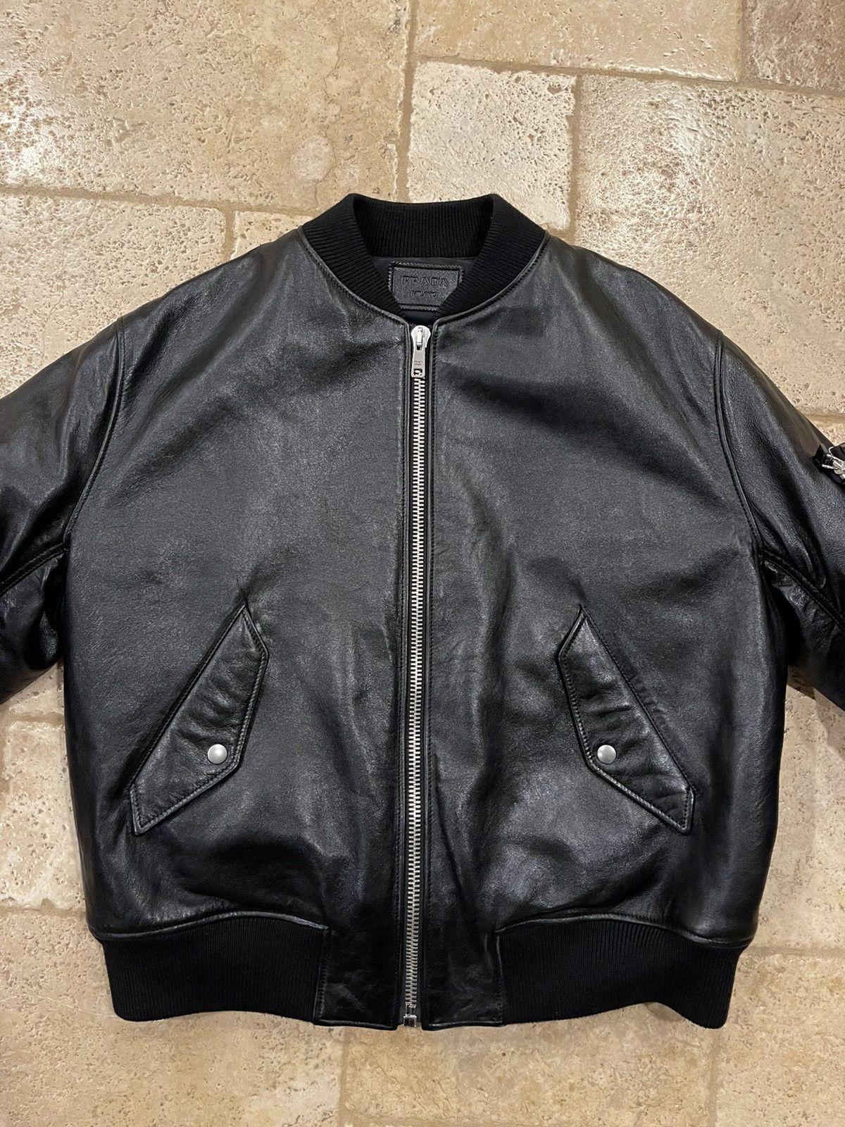 Prada Prada x Raf Simmons Nappa Bomber Leather Billiard Black FW21 Size US L / EU 52-54 / 3 - 5 Thumbnail