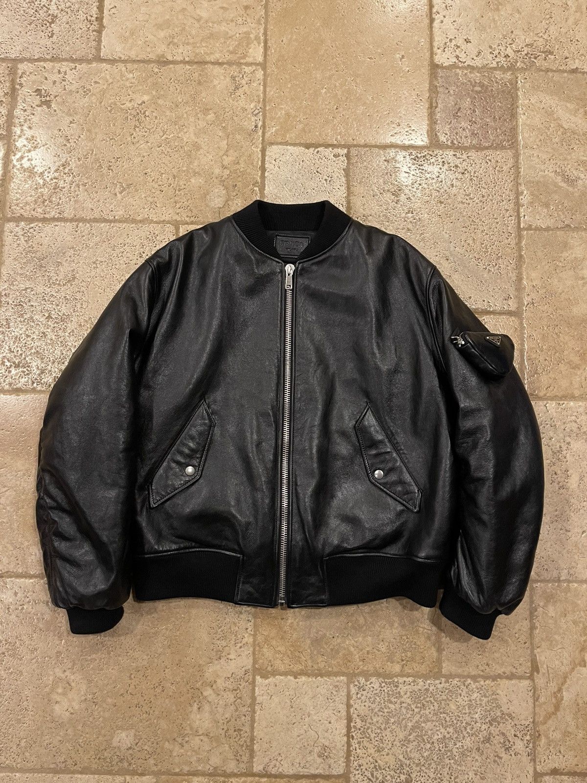 Raf Simons Prada nappa leather bomber jacket (RARE) | Grailed