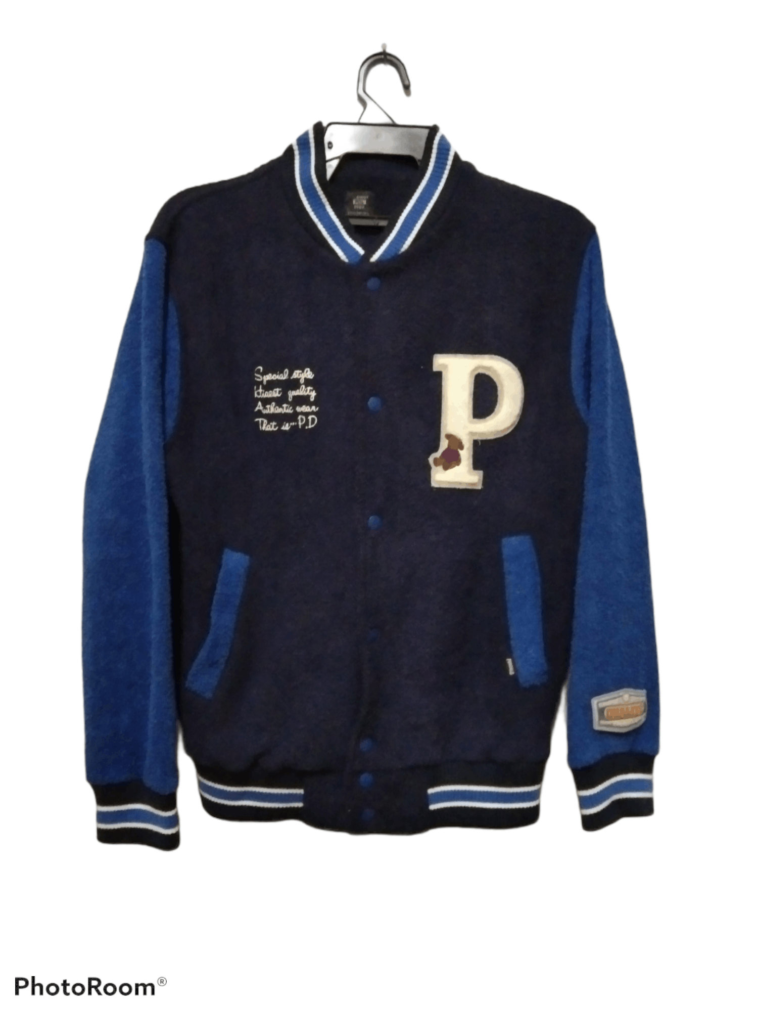 Pre-owned Varsity Jacket X Vintage Paodelo.p Varsity Jacket In Blue