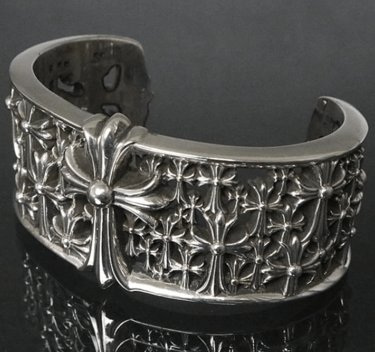image of Chrome Hearts Cemetery Cuff Bangle Bracelet Silver, Men's