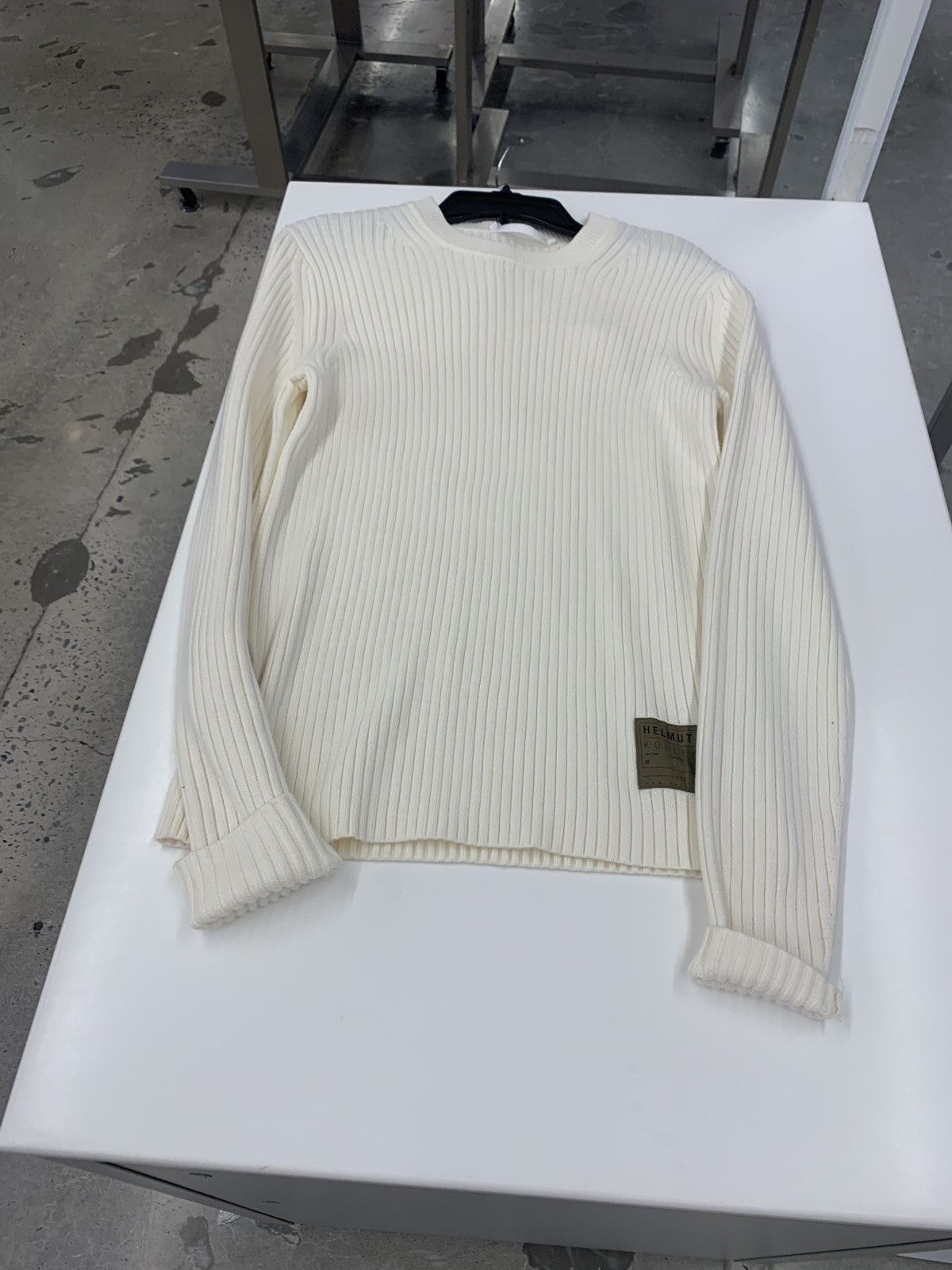 Helmut Lang Logo Tag Muscle Crew Neck in Cream Size US S / EU 44-46 / 1 - 2 Thumbnail