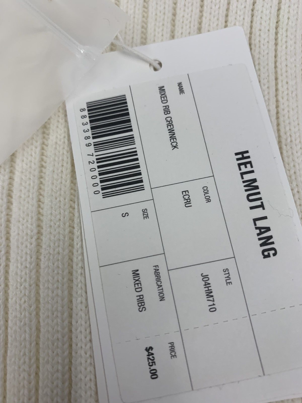 Helmut Lang Logo Tag Muscle Crew Neck in Cream Size US S / EU 44-46 / 1 - 13 Thumbnail
