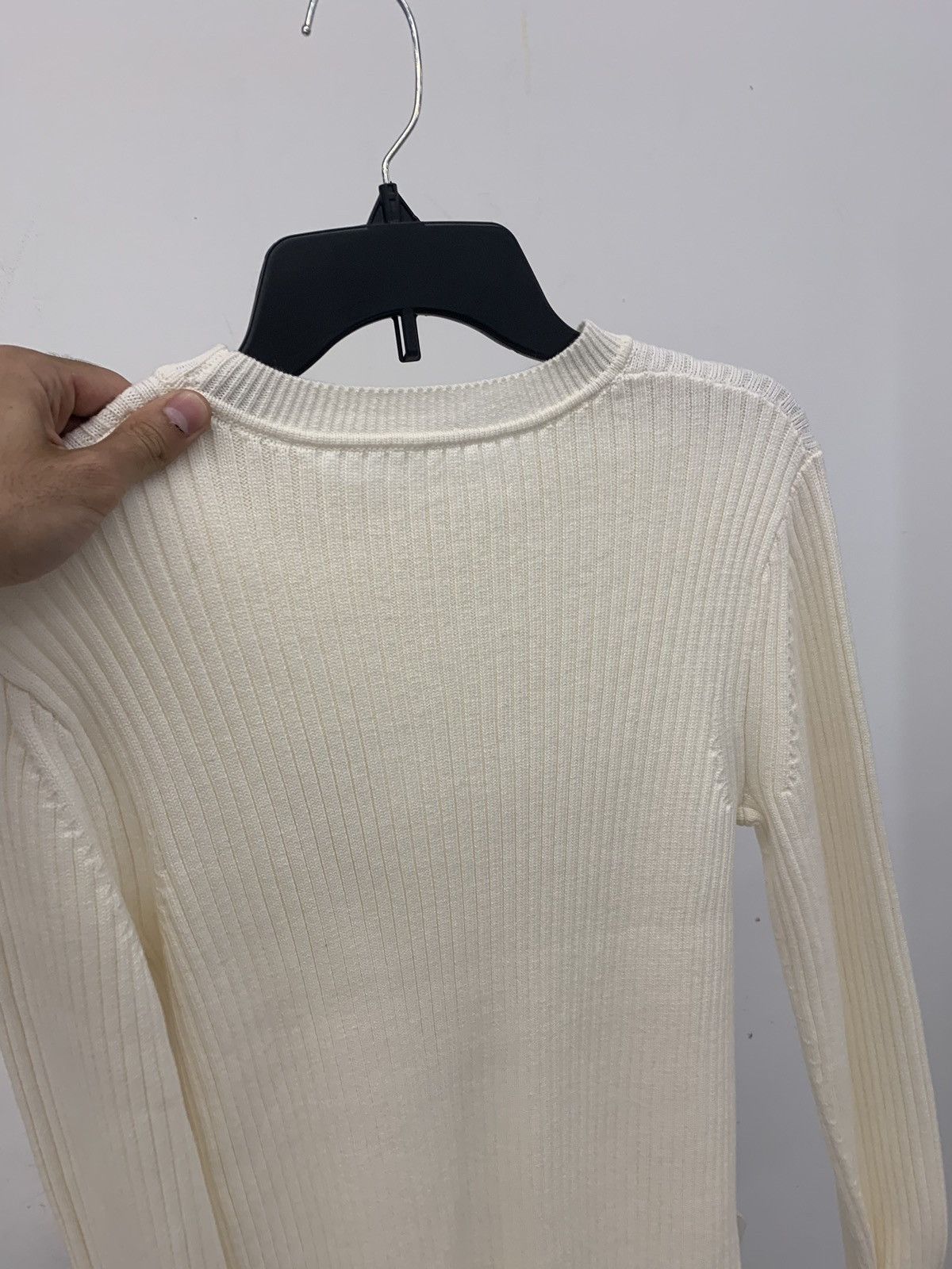 Helmut Lang Logo Tag Muscle Crew Neck in Cream Size US S / EU 44-46 / 1 - 11 Thumbnail