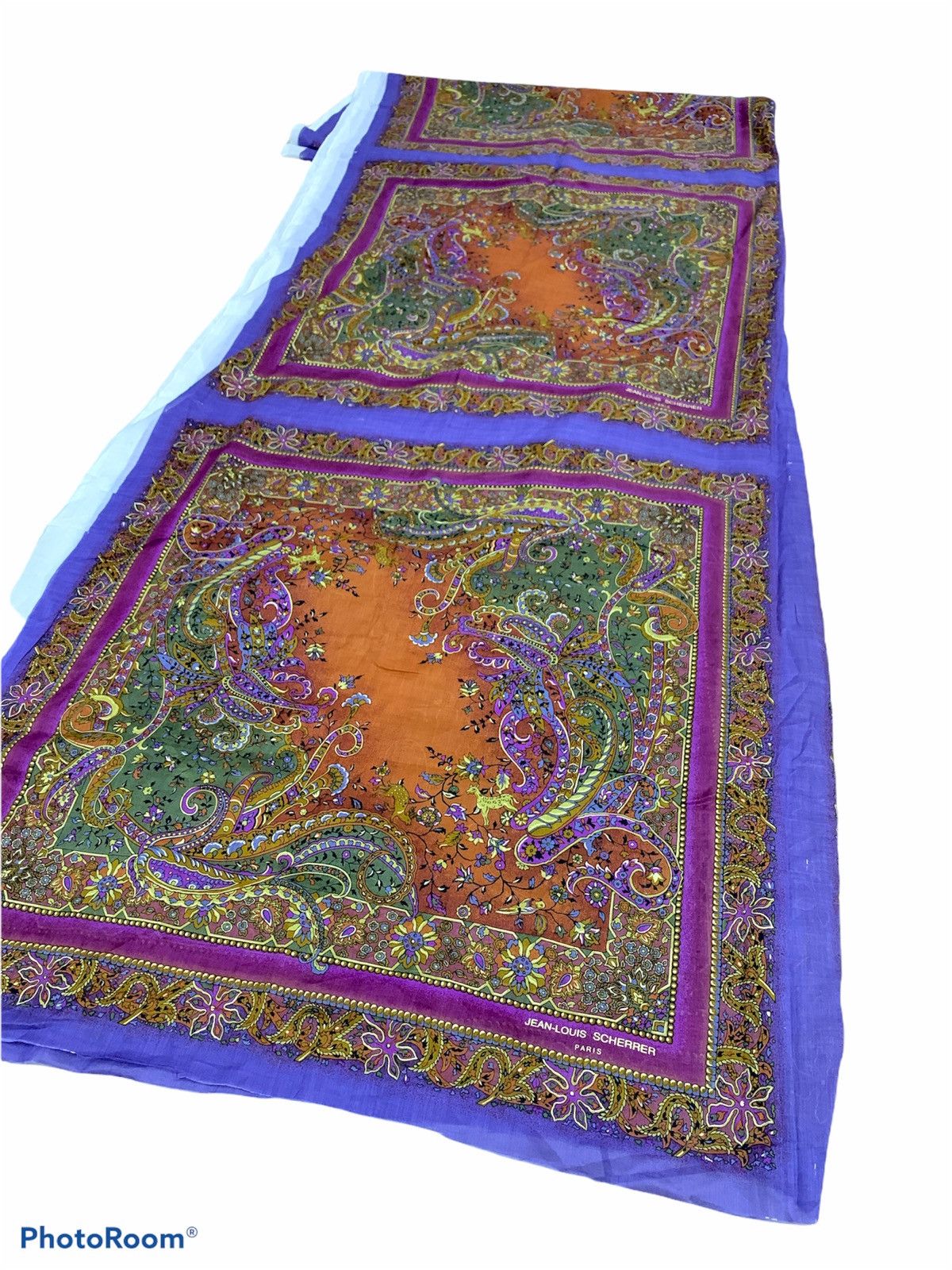 Jean-Louis Scherrer VINTAGE JEAN LOUIS SCHERRER UNCUT HANDKERCHIEF 3.6m x 1.23m Size ONE SIZE - 8 Thumbnail