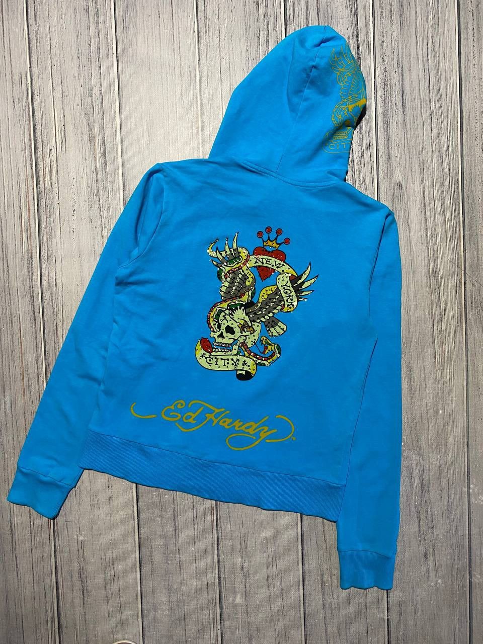 Ed Hardy Vintage Ed Hardy Hoodie Full Zip Rhinestones Y2K Japan Size M / US 6-8 / IT 42-44 - 1 Thumbnail