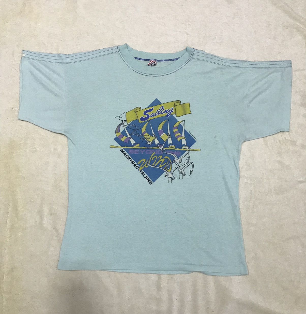 Vintage Vintage 90s Mackinac Island Sailing Michigan Checkered USA Size US XL / EU 56 / 4 - 1 Thumbnail