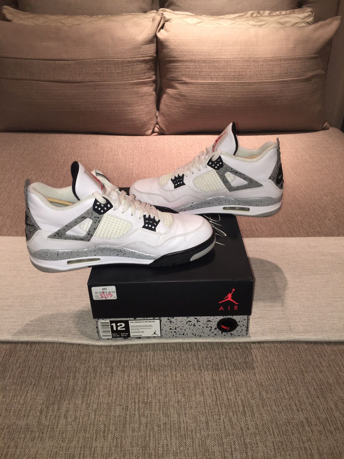 Jordan Brand Air Jordan 4 Retro OG 2016 White Cement 2016 Size US 12 / EU 45 - 8 Thumbnail