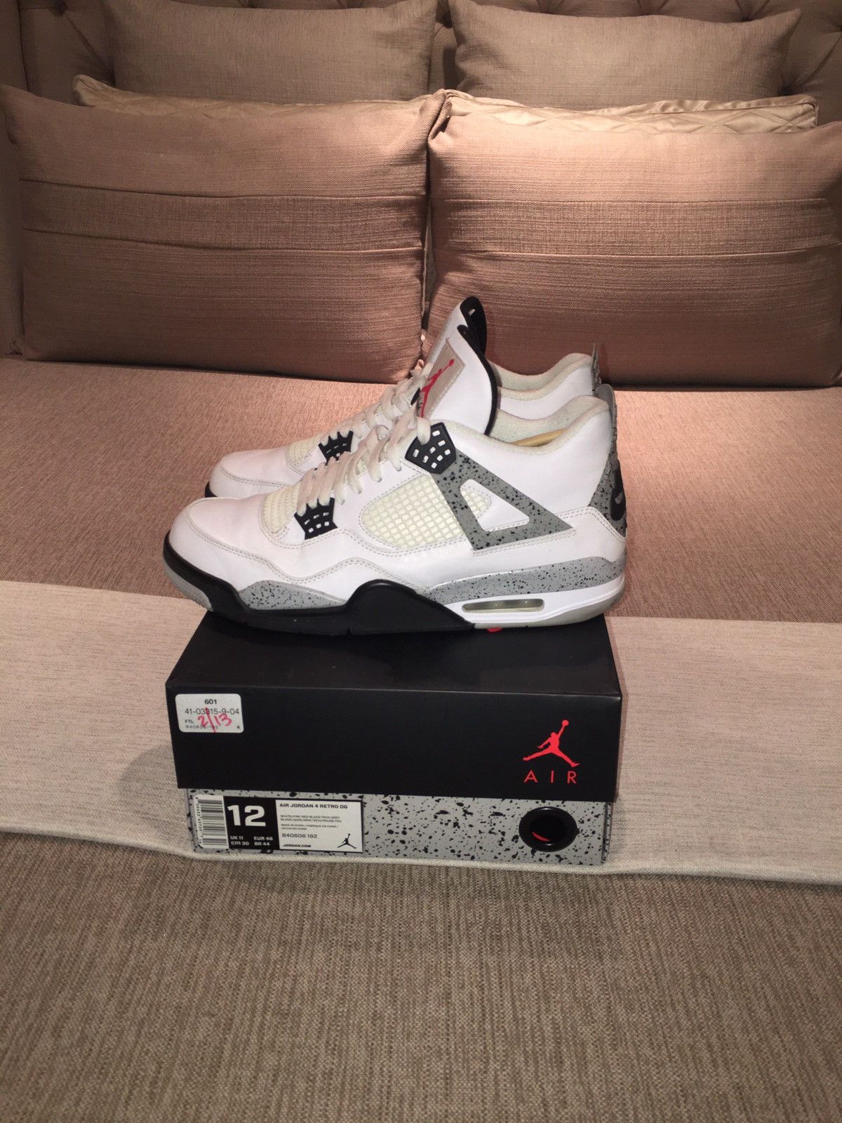 Jordan Brand Air Jordan 4 Retro OG 2016 White Cement 2016 Size US 12 / EU 45 - 1 Thumbnail