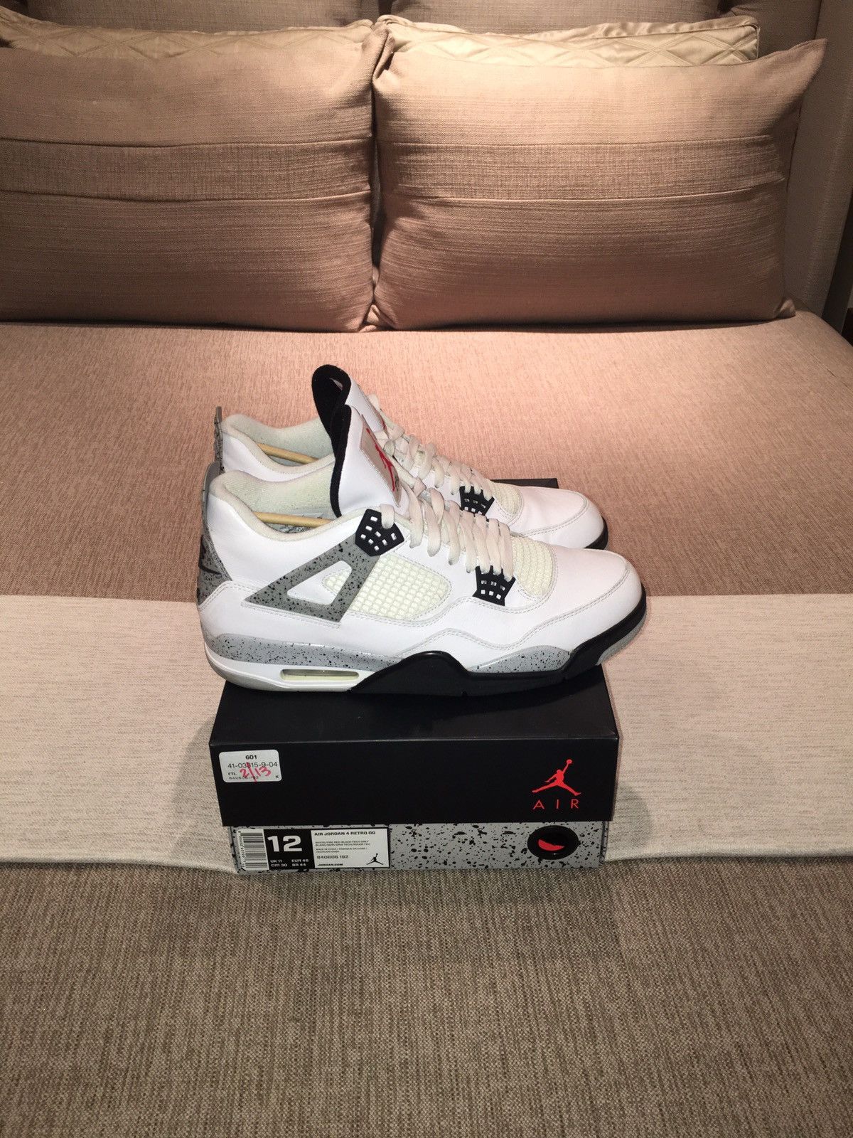 Jordan Brand Air Jordan 4 Retro OG 2016 White Cement 2016 Size US 12 / EU 45 - 3 Thumbnail