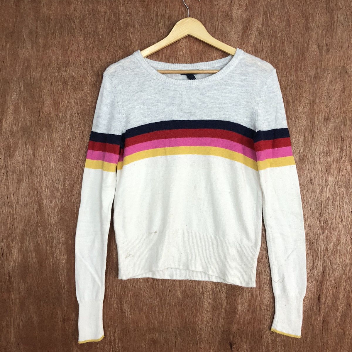 Gap GAP White Knitwear rainbow sweatshirt #c748 Size US S / EU 44-46 / 1 - 3 Thumbnail