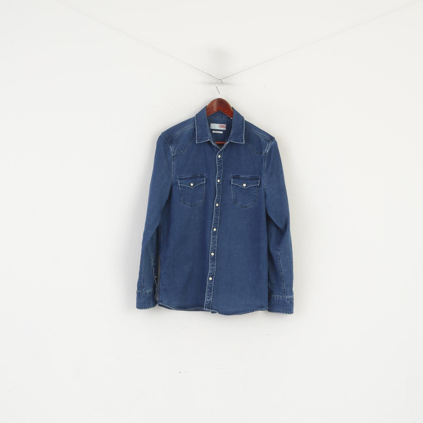 Mustang × Vintage Mustang Men S Casual Shirt Blue Denim Slim Fit 1042 Size US S / EU 44-46 / 1 - 1 Thumbnail