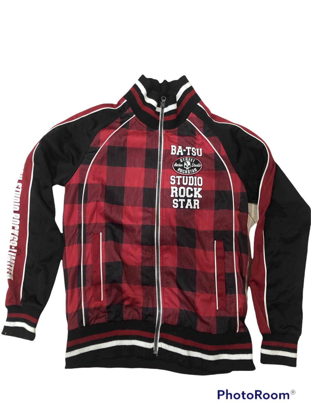 image of Vintage Batsu Studio Rock 69 Limited Tracktop Zipper in Blackred, Men's (Size Small)