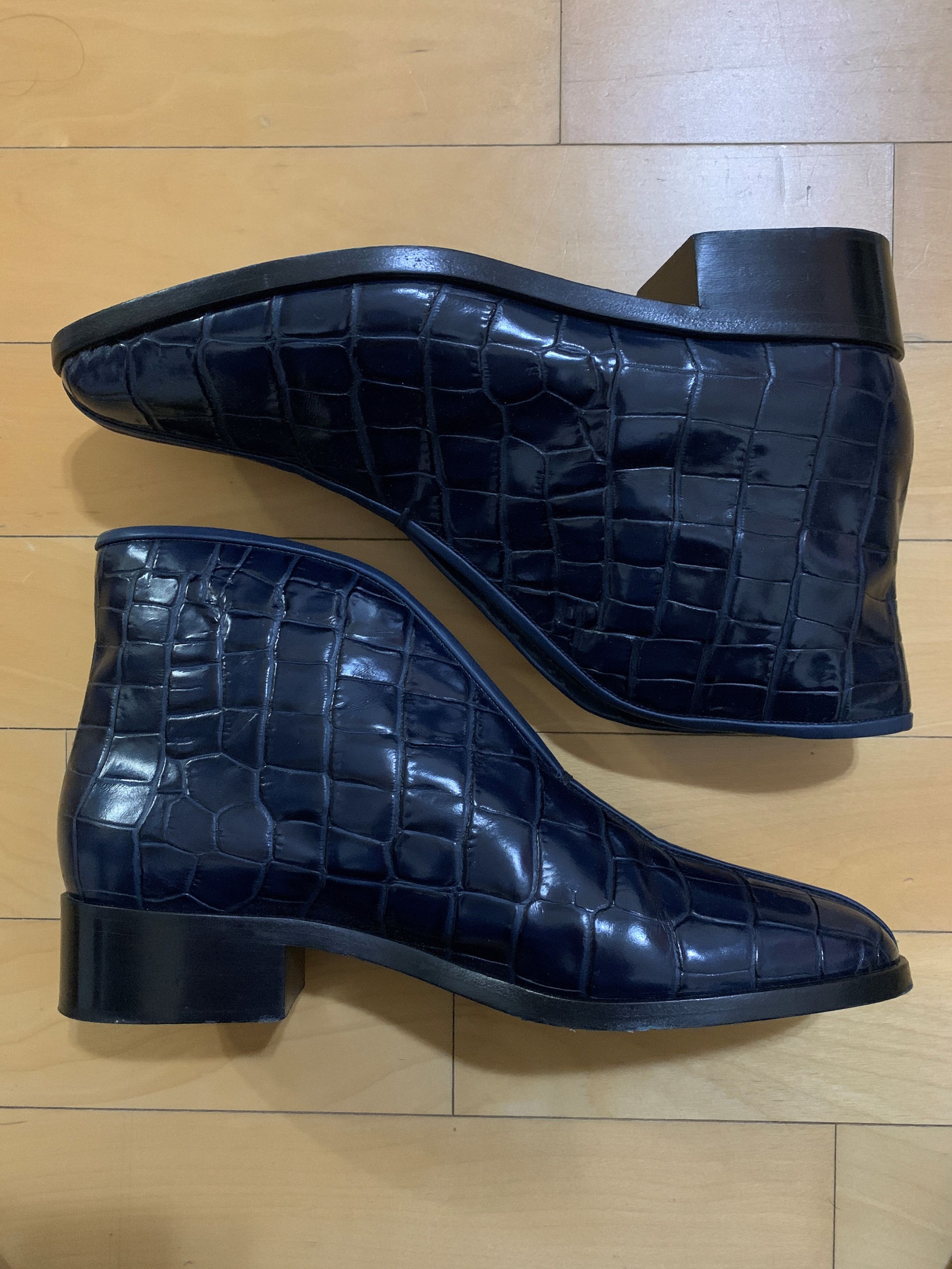 Lemaire Croco Effect Navy Loafer Boots Size US 8 / EU 41 - 5 Thumbnail
