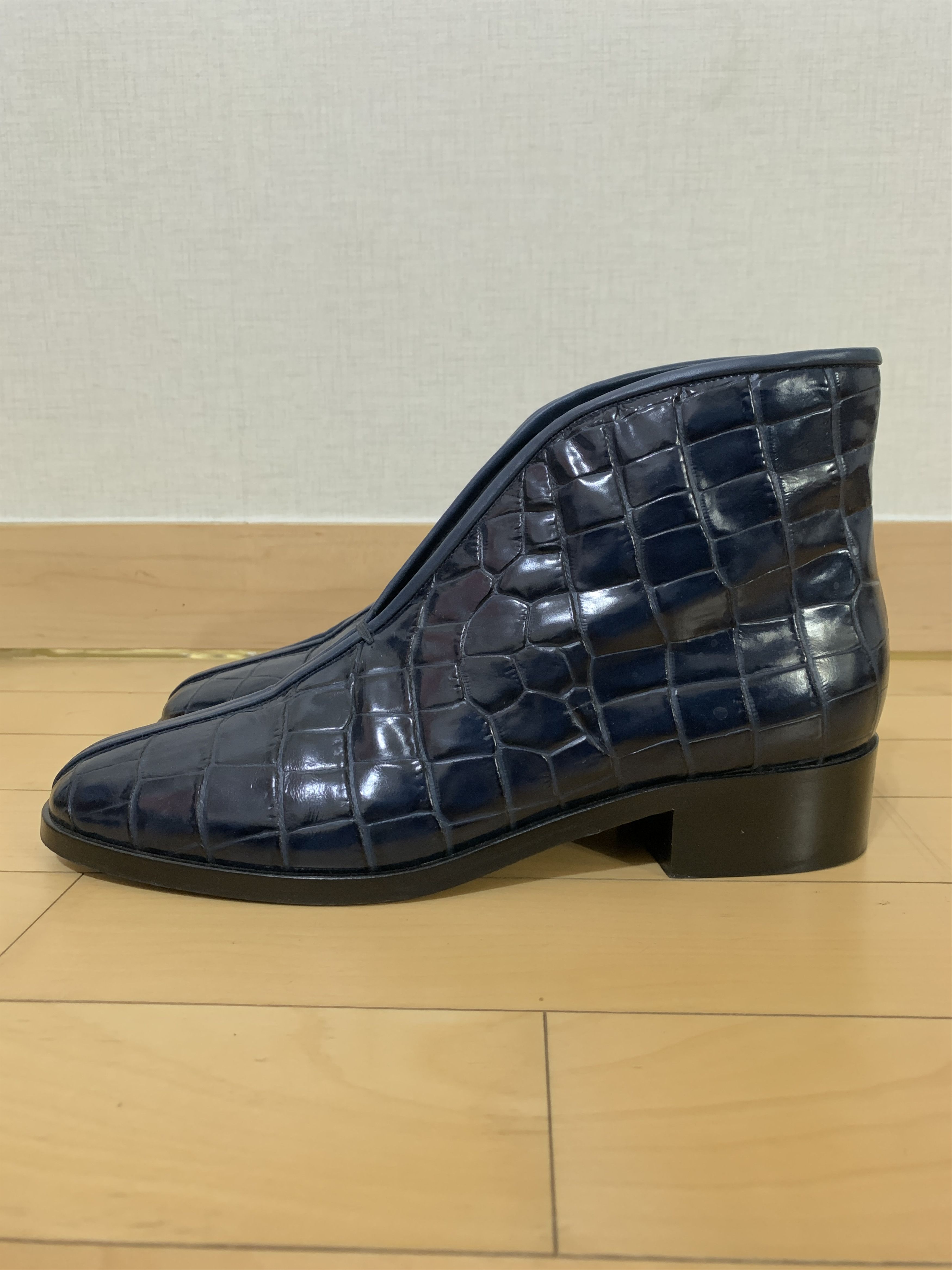 Lemaire Croco Effect Navy Loafer Boots Size US 8 / EU 41 - 1 Thumbnail