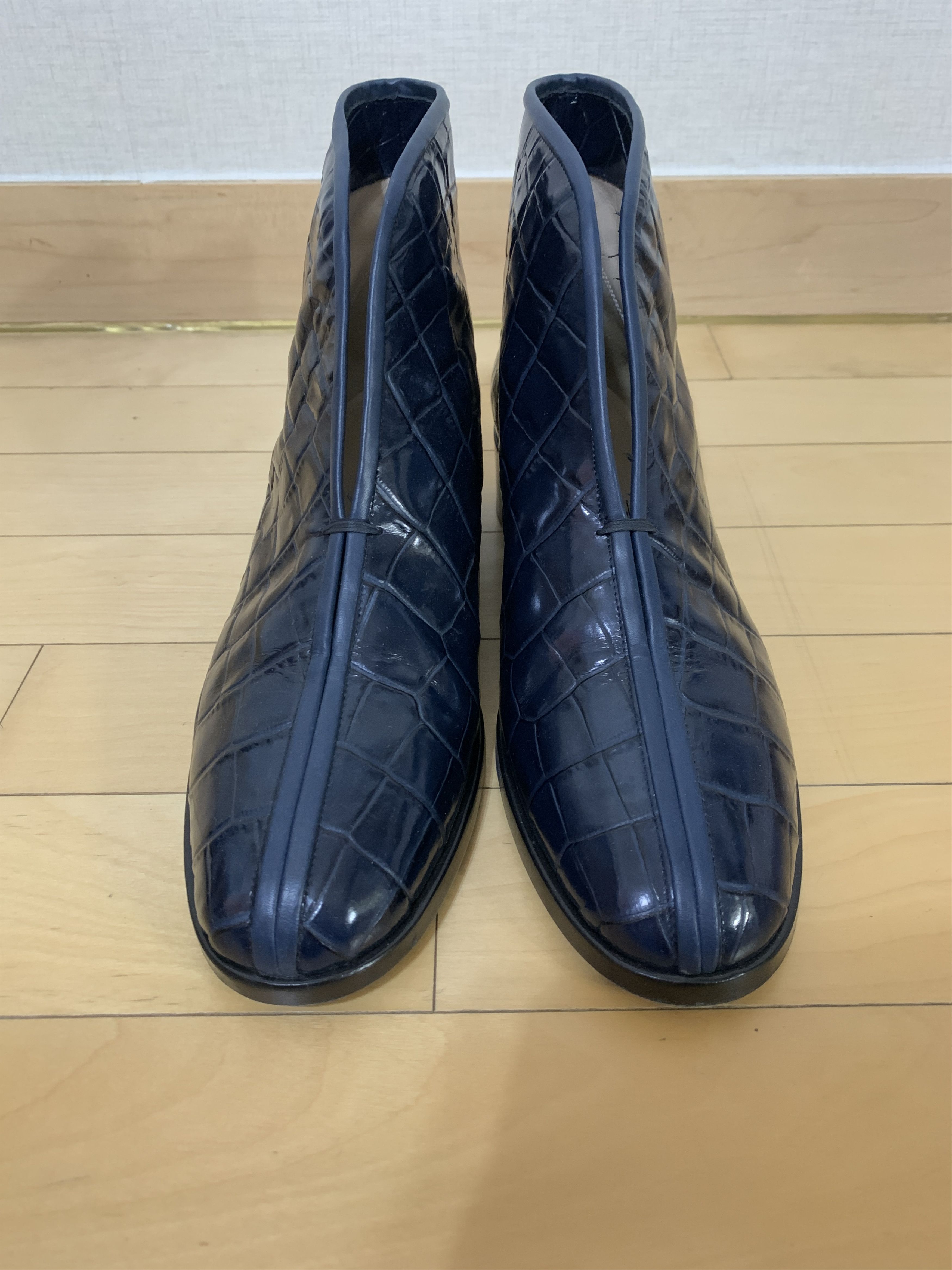 Lemaire Croco Effect Navy Loafer Boots Size US 8 / EU 41 - 4 Thumbnail