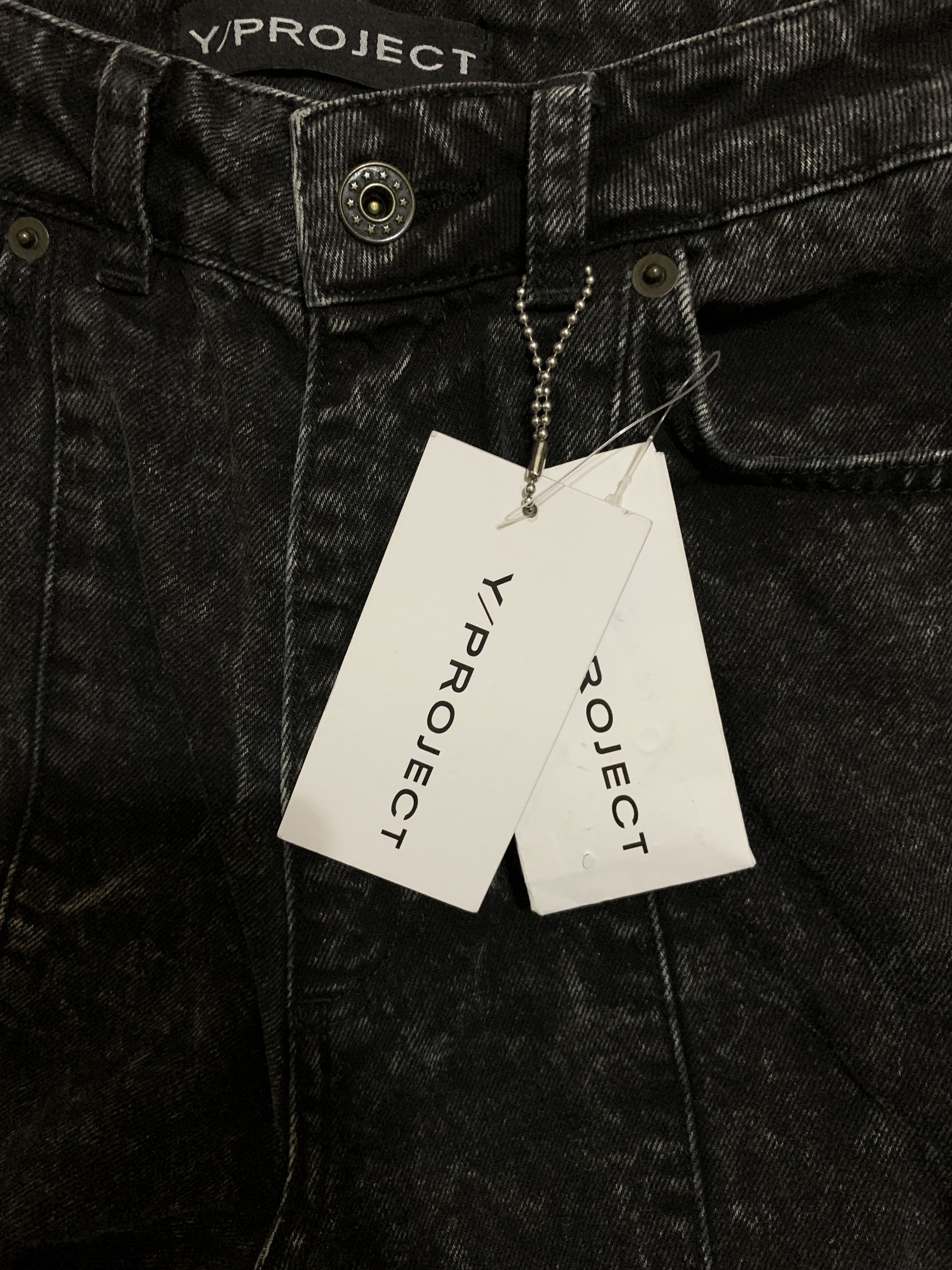 Y/Project Ruffle Black Washed Denim Jeans Size US 28 / EU 44 - 8 Thumbnail