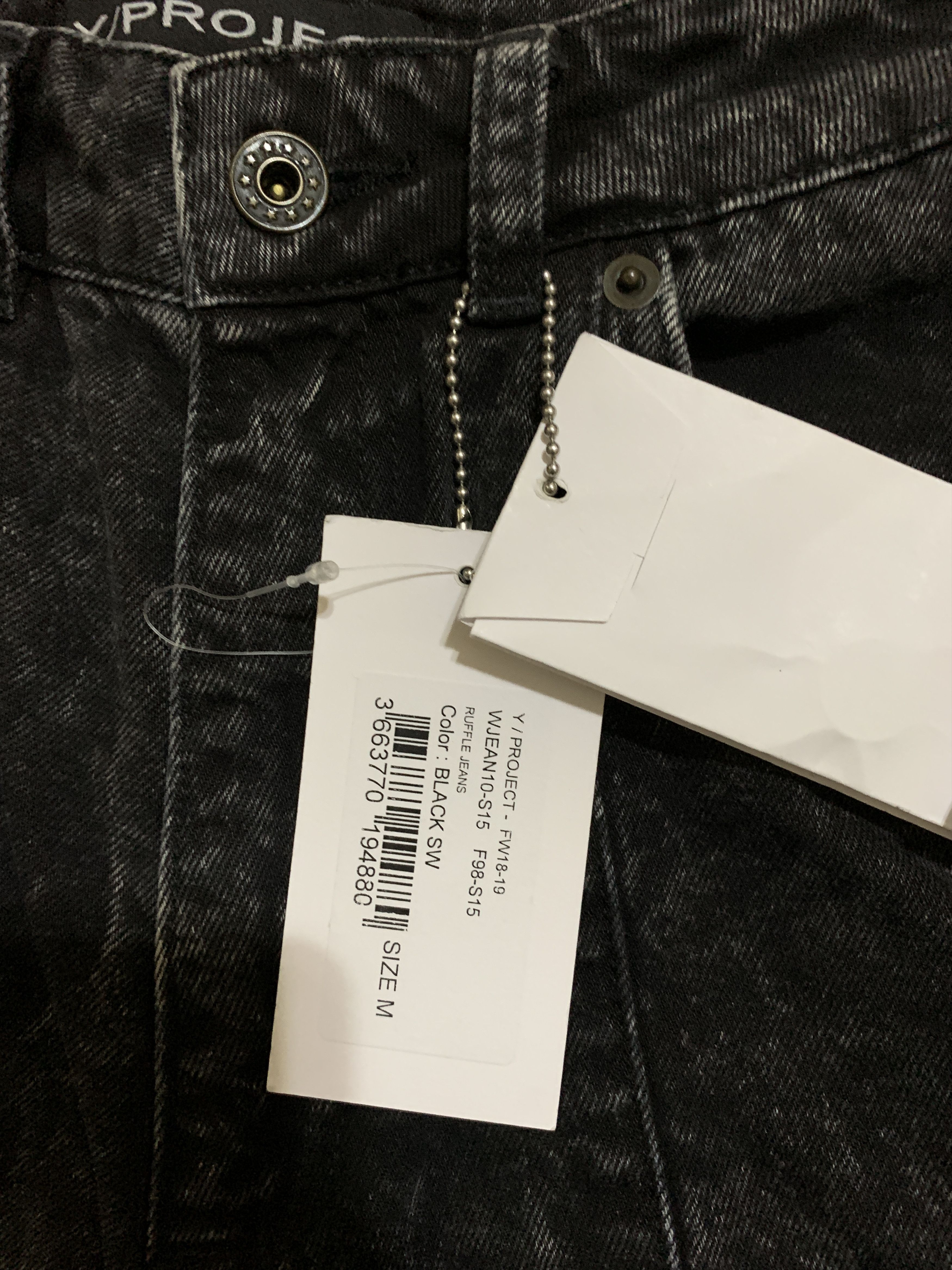Y/Project Ruffle Black Washed Denim Jeans Size US 28 / EU 44 - 9 Thumbnail