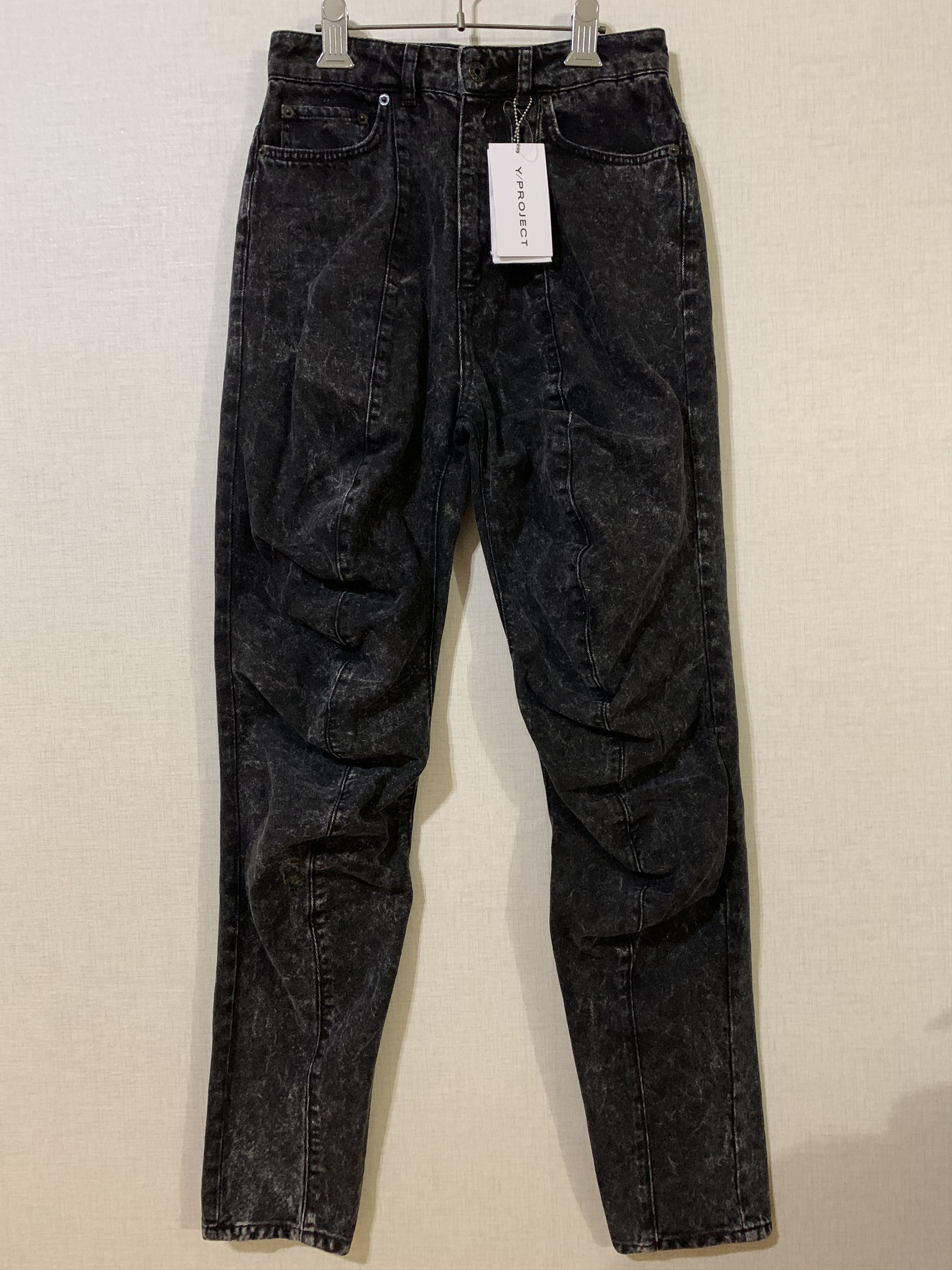 Y/Project Ruffle Black Washed Denim Jeans Size US 28 / EU 44 - 1 Thumbnail