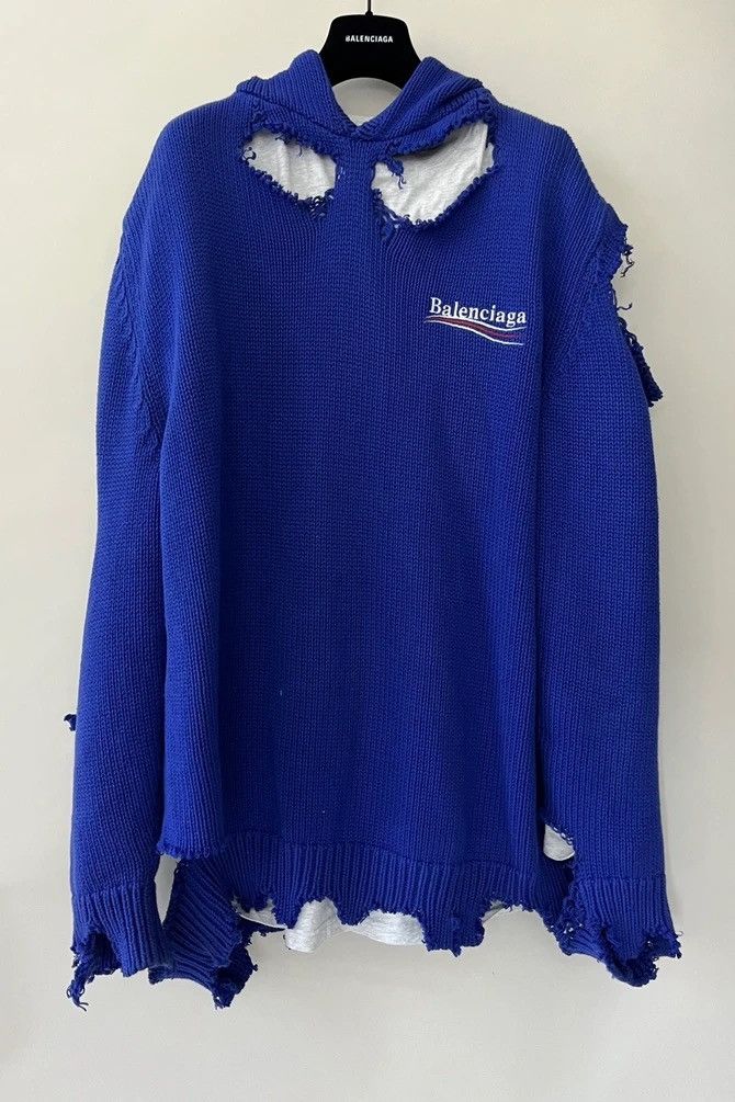 Balenciaga Balenciaga Campaign Logo Knit Hooded Double Layer Sweater Size US M / EU 48-50 / 2 - 1 Thumbnail