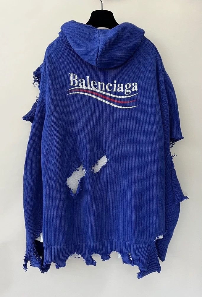 Balenciaga Balenciaga Campaign Logo Knit Hooded Double Layer Sweater Size US M / EU 48-50 / 2 - 2 Thumbnail