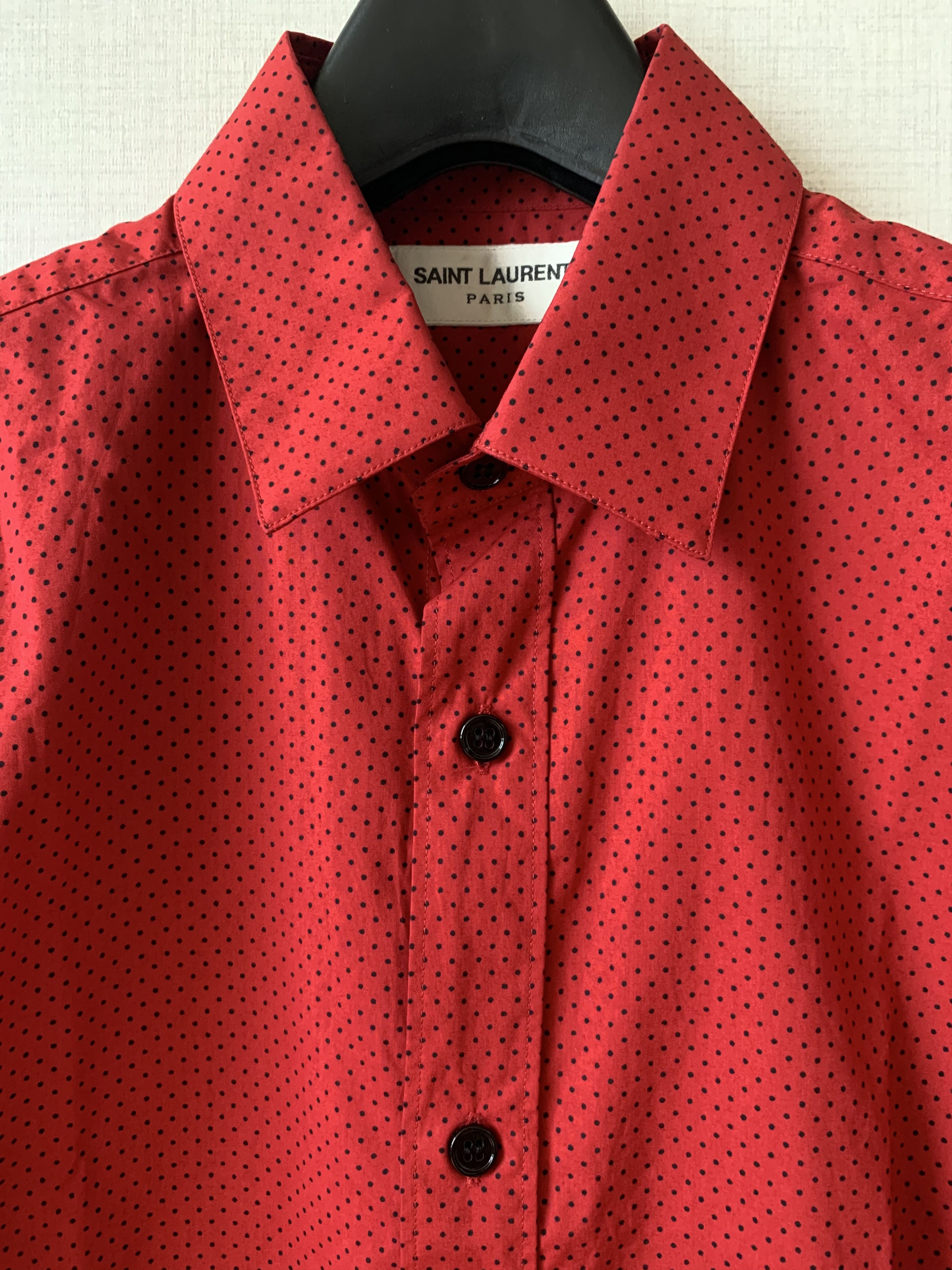 Saint Laurent Paris 14SS Red / Black Dots Shirts Size US S / EU 44-46 / 1 - 3 Thumbnail