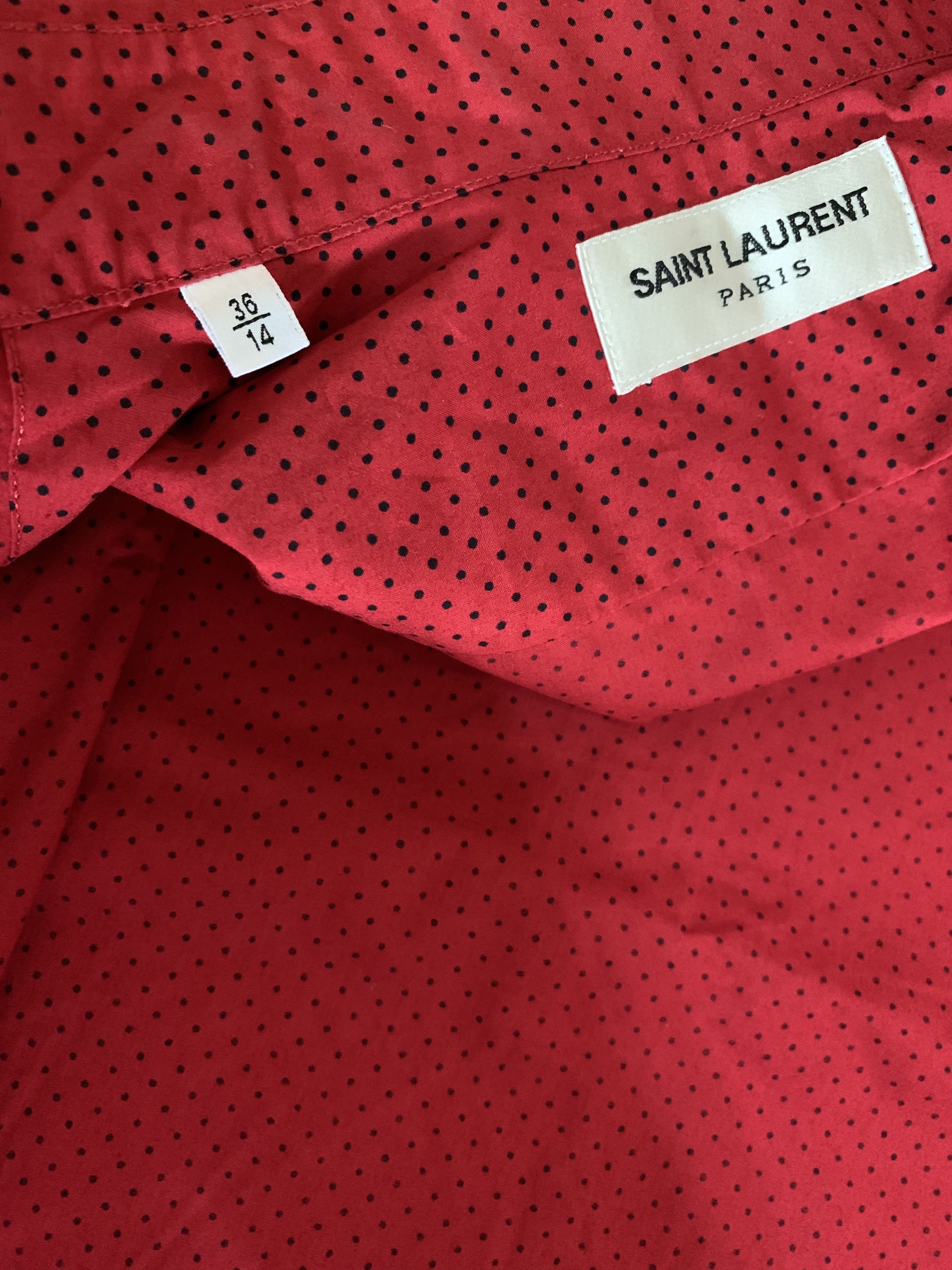 Saint Laurent Paris 14SS Red / Black Dots Shirts Size US S / EU 44-46 / 1 - 4 Thumbnail