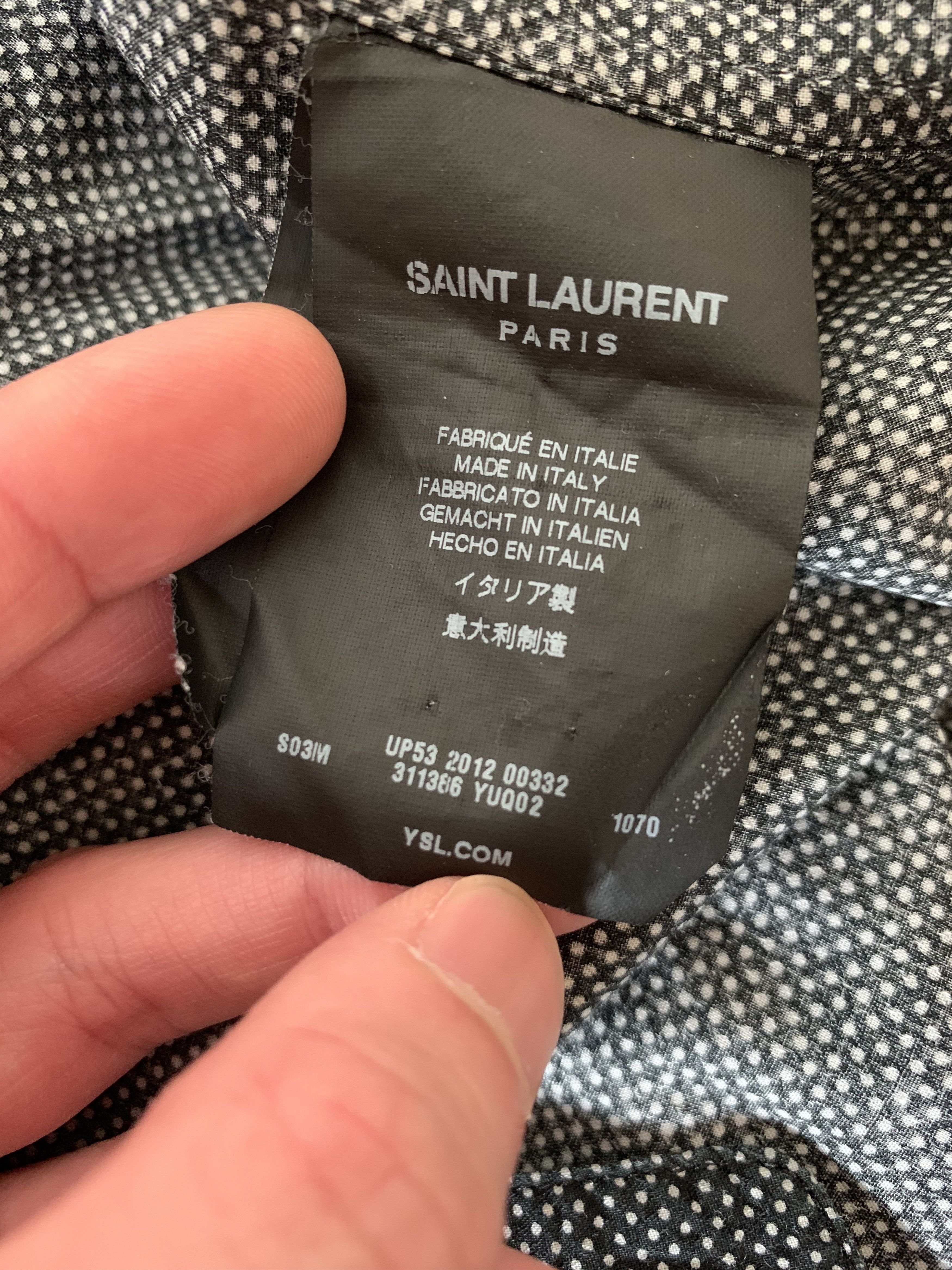 Saint Laurent Paris 13SS Black / White Dots Shirts Size US M / EU 48-50 / 2 - 5 Thumbnail