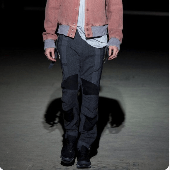 image of Dries Van Noten Aw 14 Runway Biker Moto Zipper Wool Pants in Blue, Men's (Size 34)