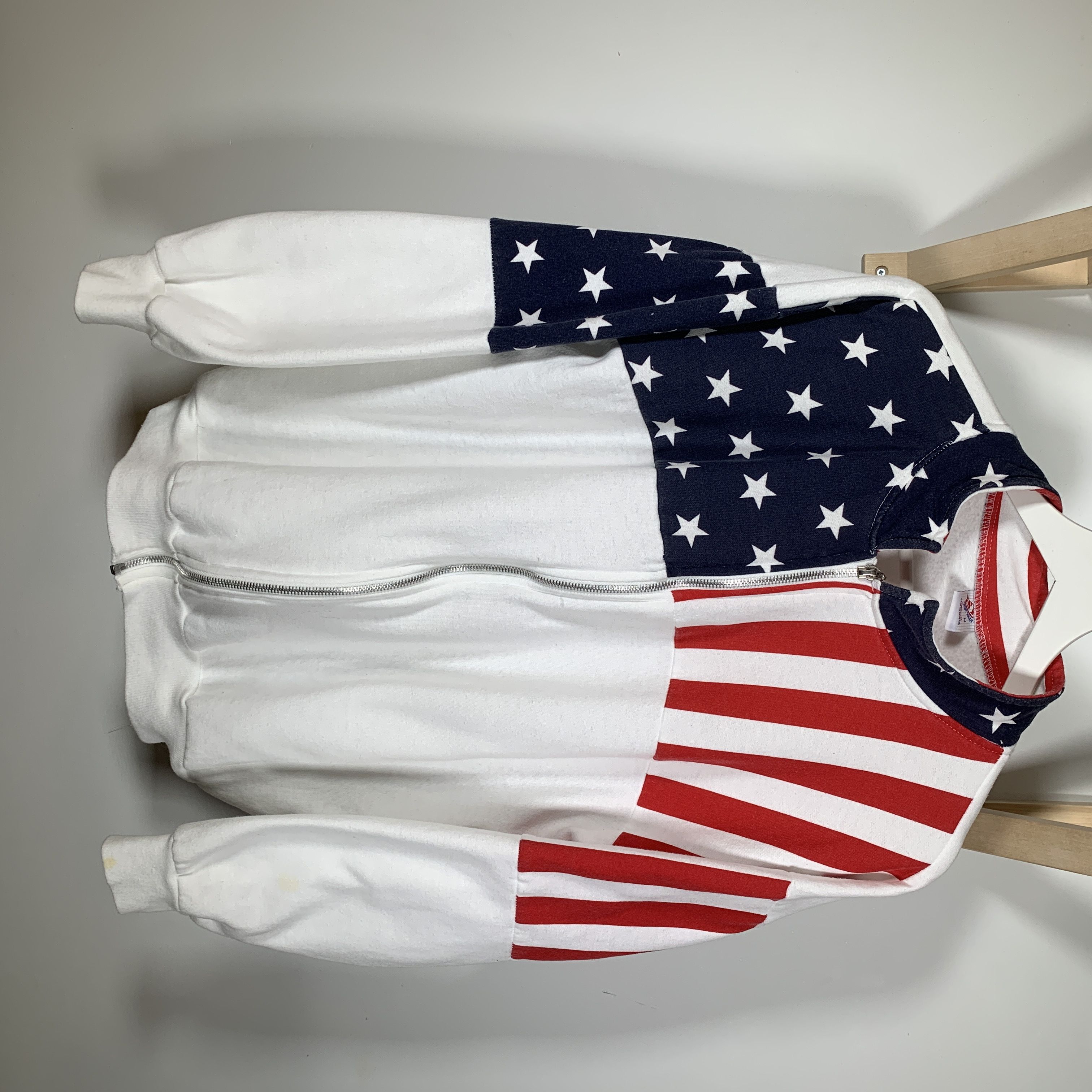 Other × Vintage 1980s USA Flag All Over Print Zip Sweater Made In USA Kanye Size US M / EU 48-50 / 2 - 1 Thumbnail