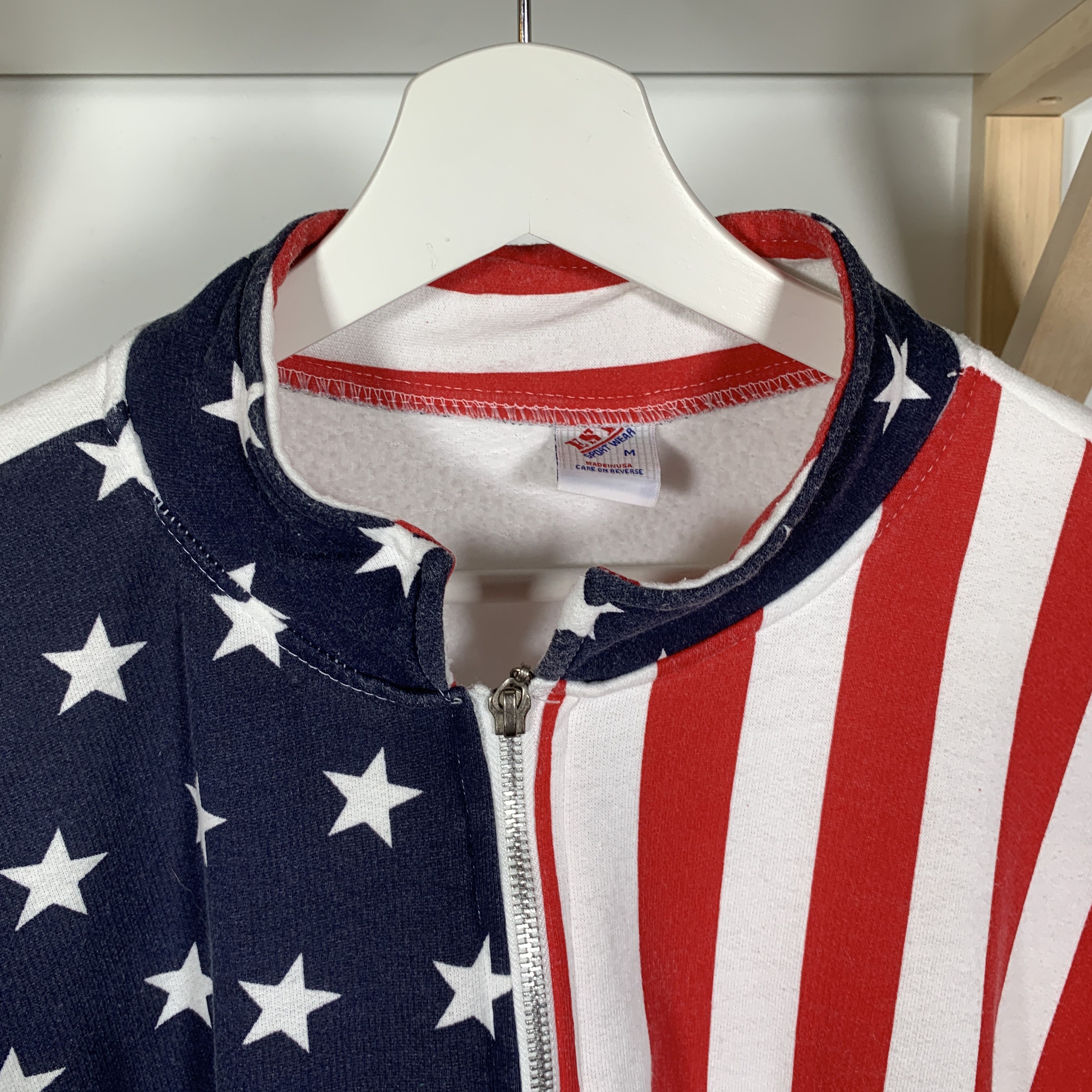Other × Vintage 1980s USA Flag All Over Print Zip Sweater Made In USA Kanye Size US M / EU 48-50 / 2 - 2 Thumbnail