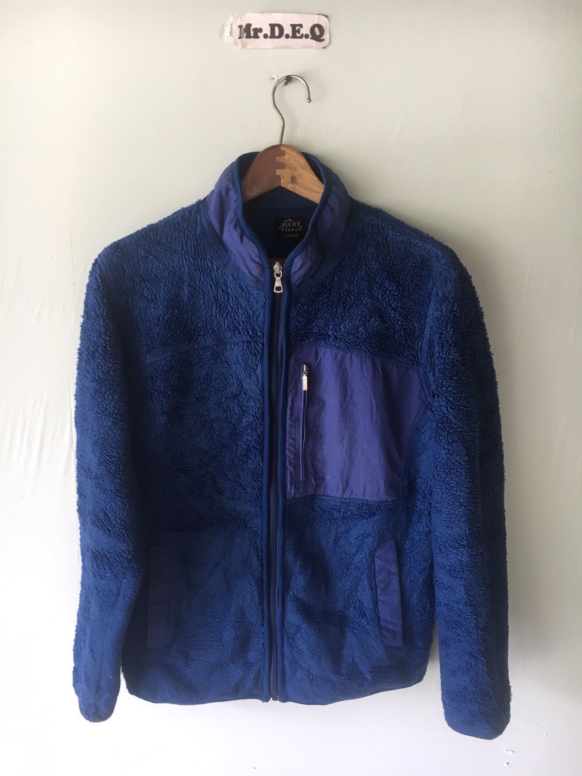image of Bulky Blue Size L Fleece Jacket, Men's