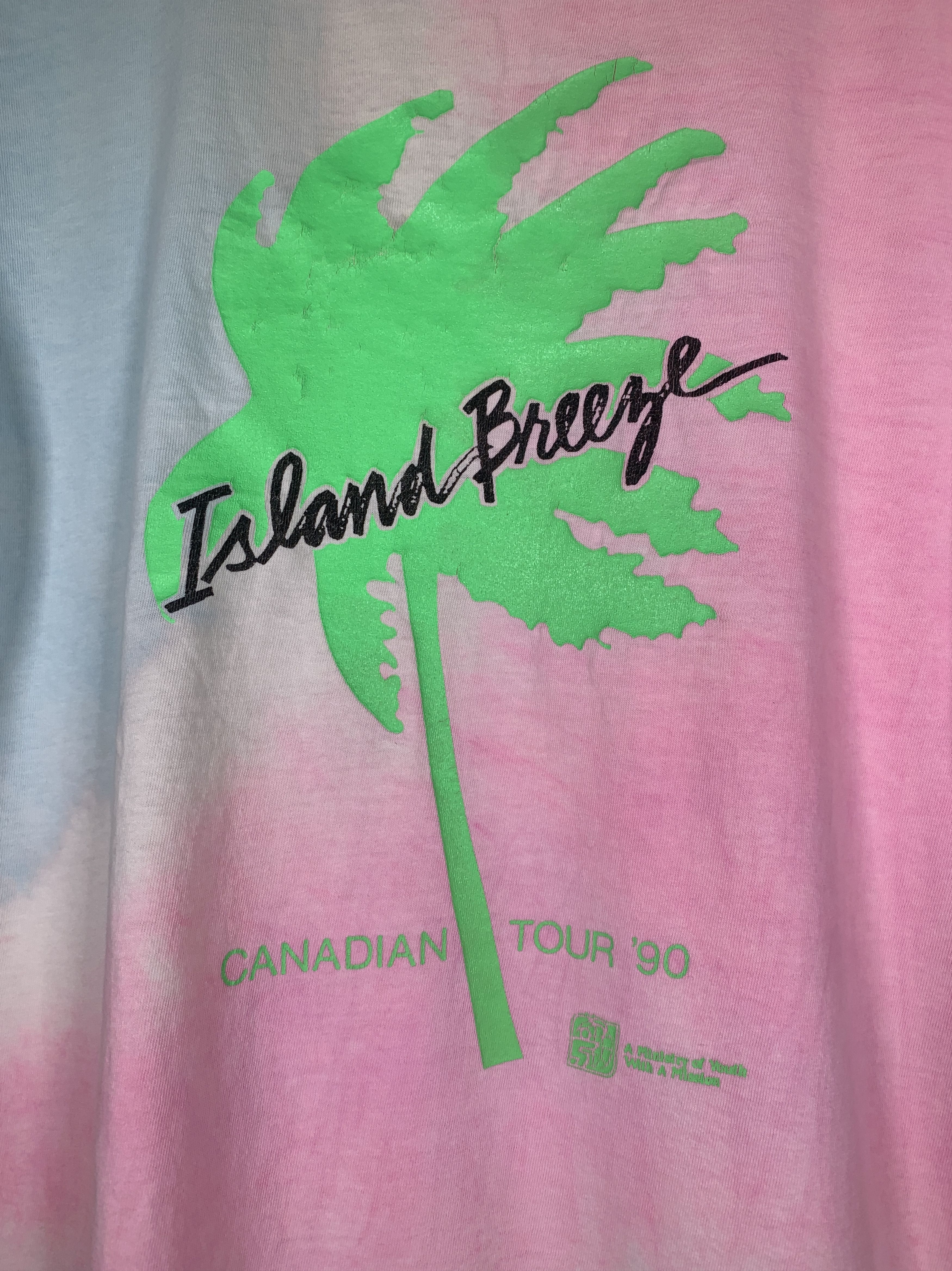 Vintage 1990 Island breeze Tour Tie dye neon single Stitch T Shirt Size US XL / EU 56 / 4 - 9 Thumbnail