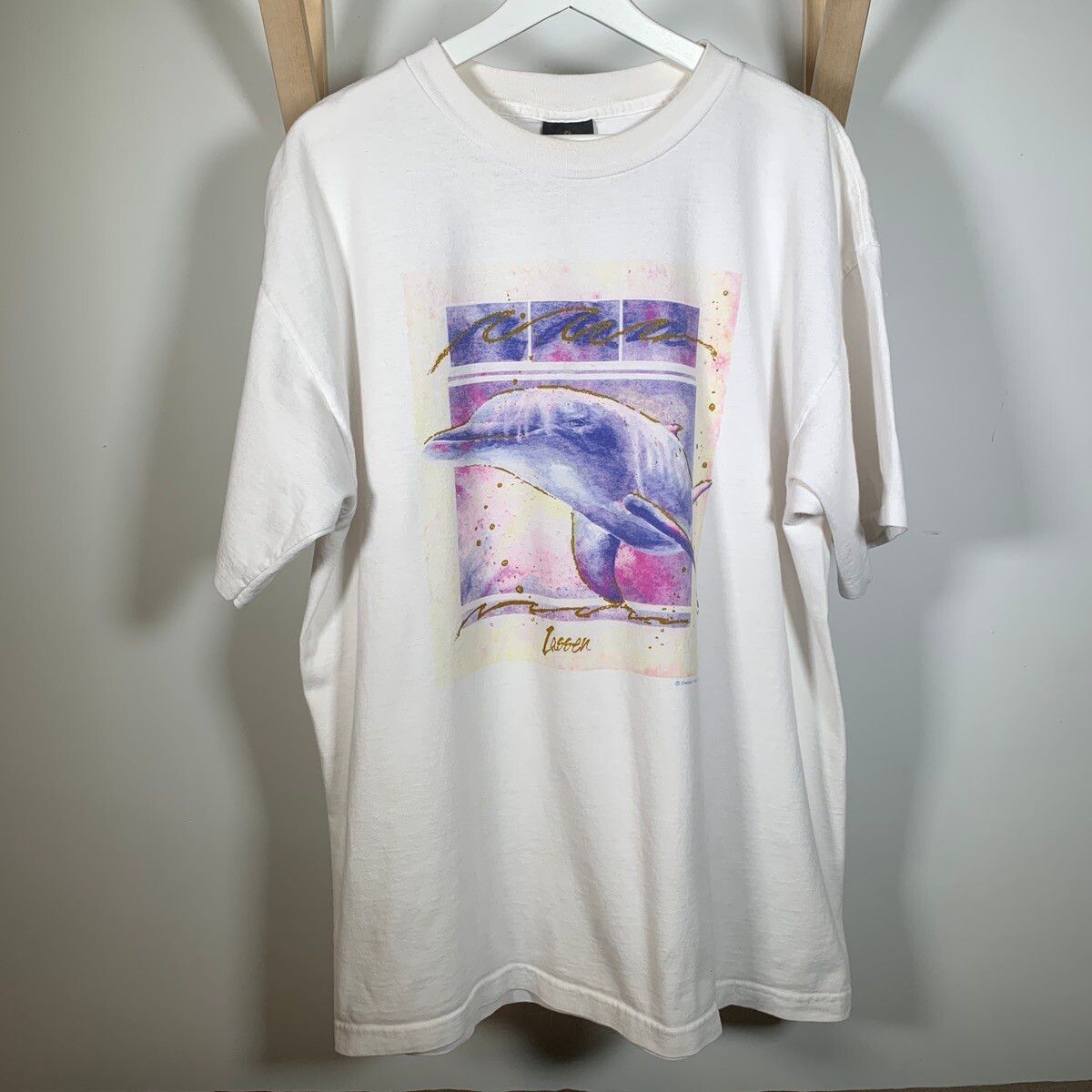 Vintage Vintage 90s Dolphin Animal Whales Ocean T Shirt Made In USA Size US XL / EU 56 / 4 - 1 Preview
