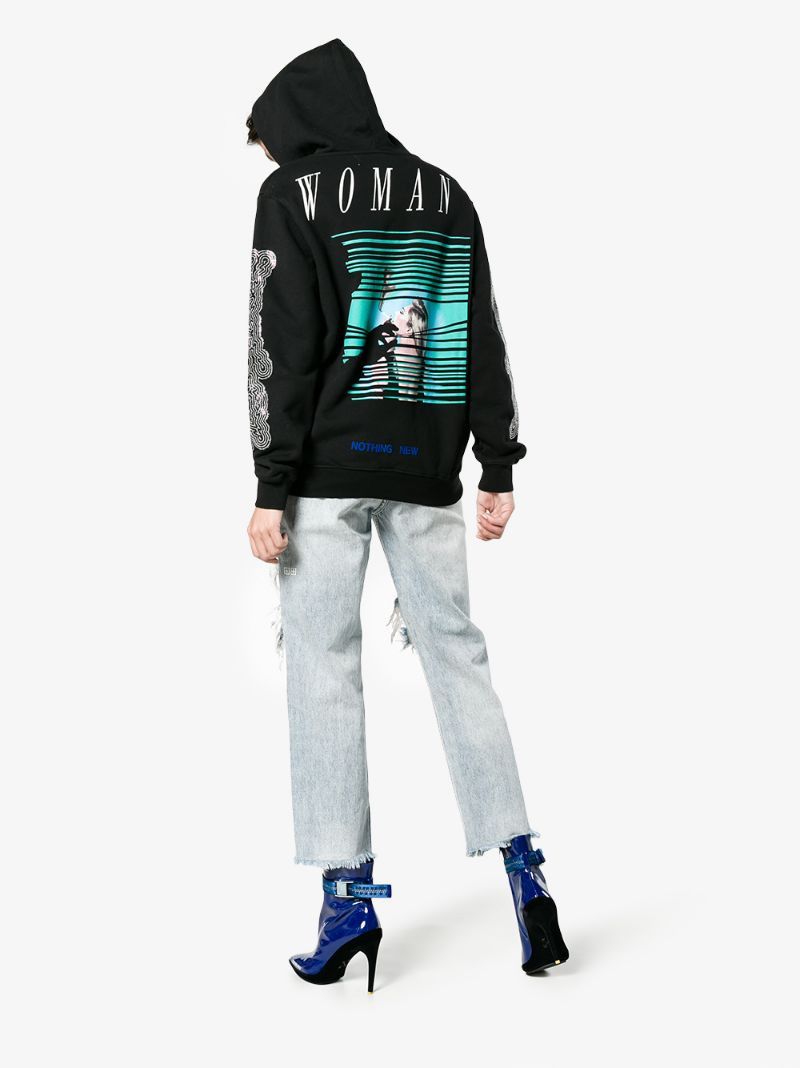 image of Off White Aw17 Peep Oversized Hoodie in Black, Women's (Size Small)
